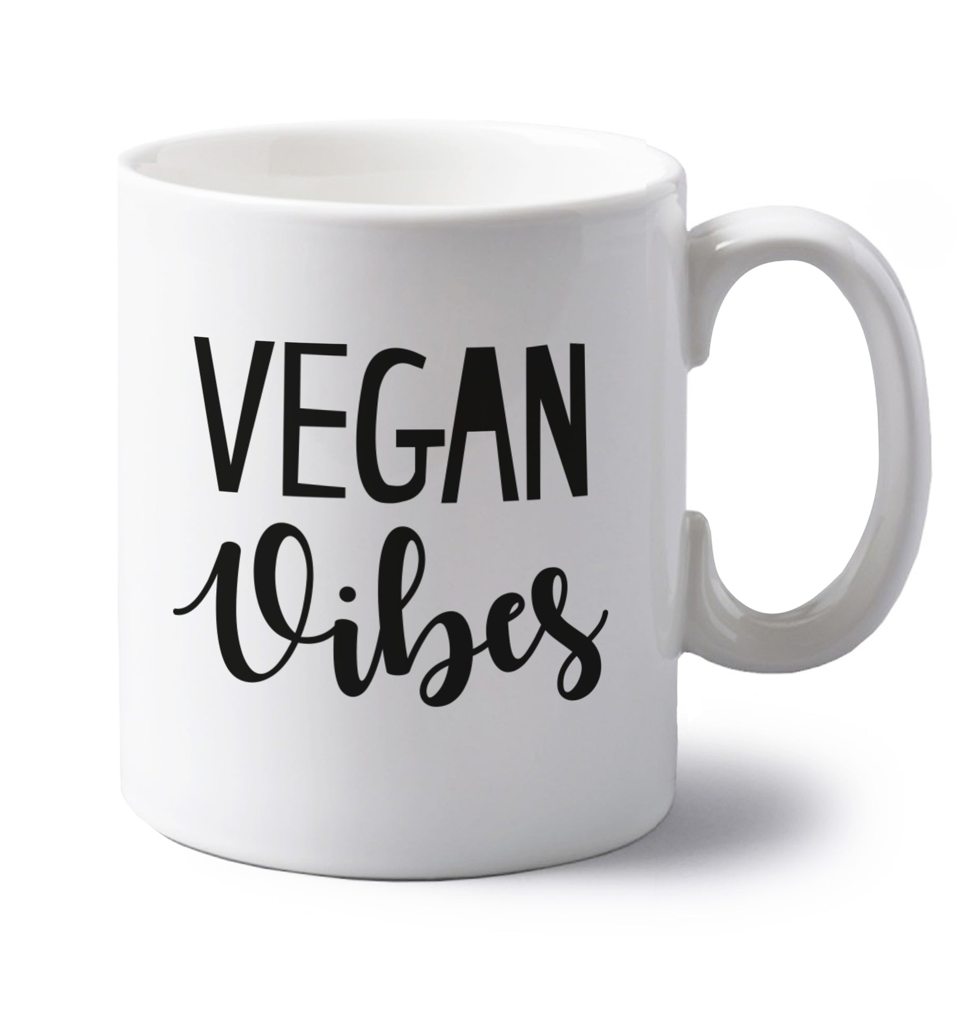 Vegan Vibes left handed white ceramic mug 