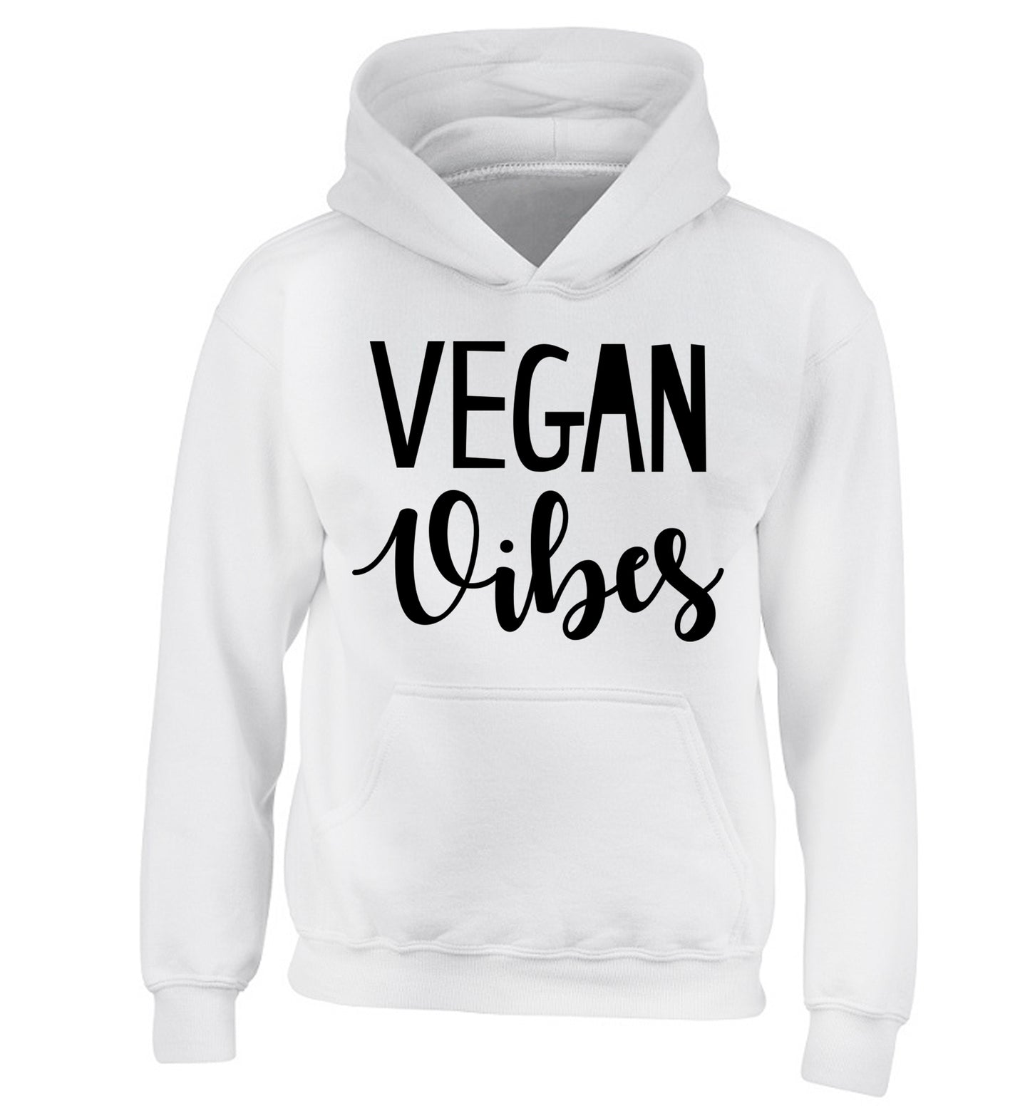 Vegan Vibes children's white hoodie 12-13 Years