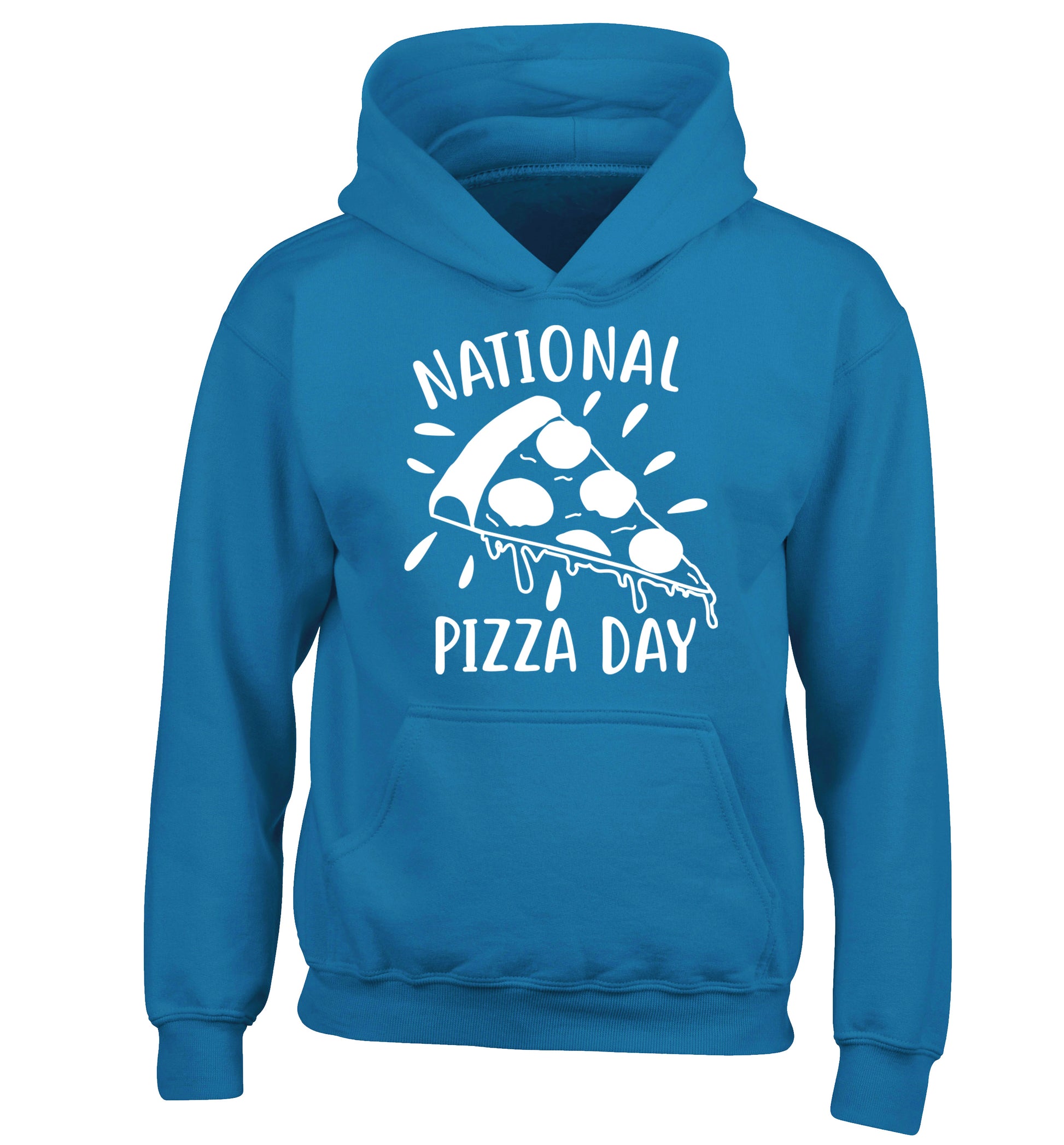 National pizza day children's blue hoodie 12-13 Years