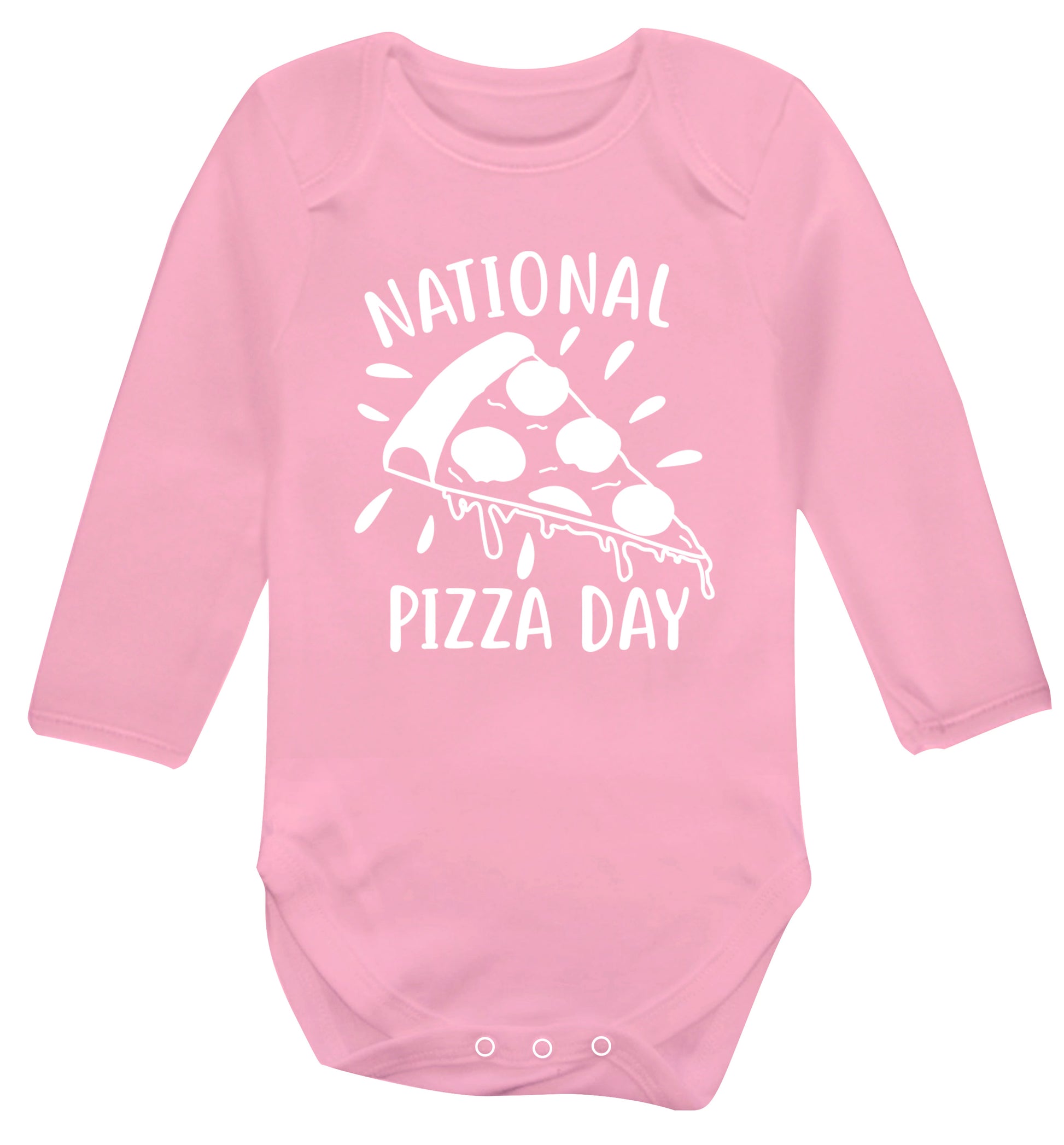 National pizza day Baby Vest long sleeved pale pink 6-12 months