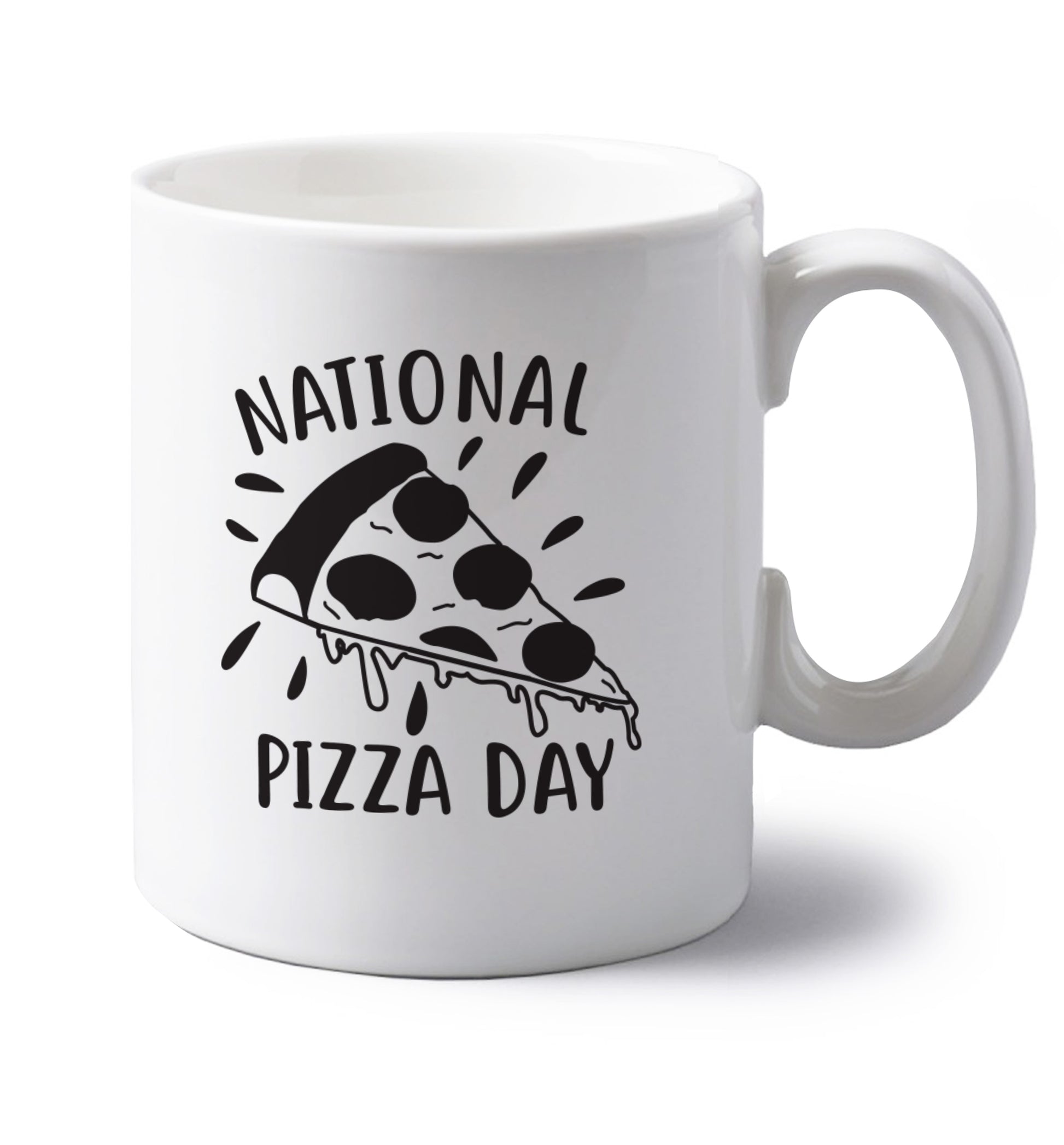 National pizza day left handed white ceramic mug 