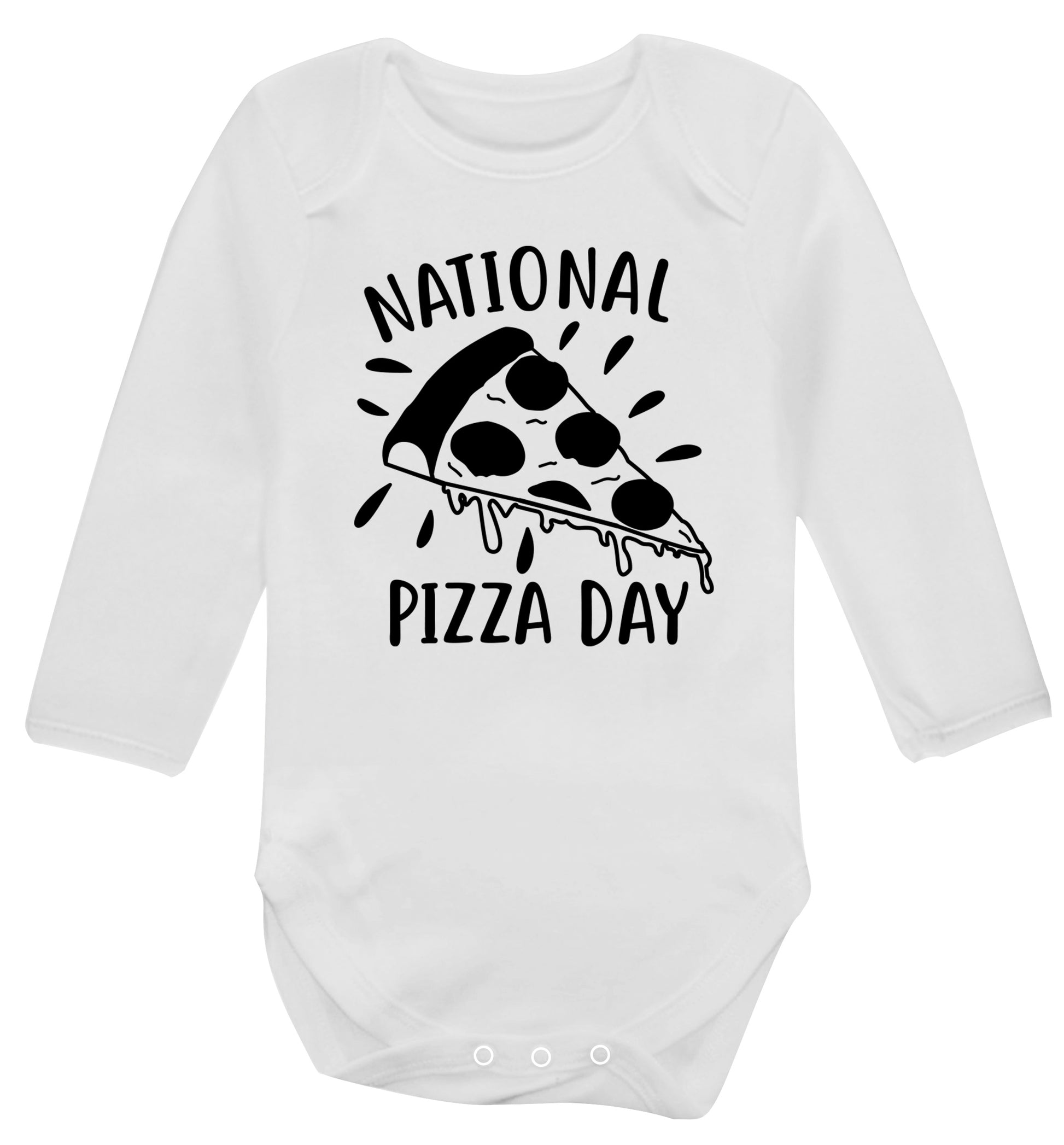 National pizza day Baby Vest long sleeved white 6-12 months