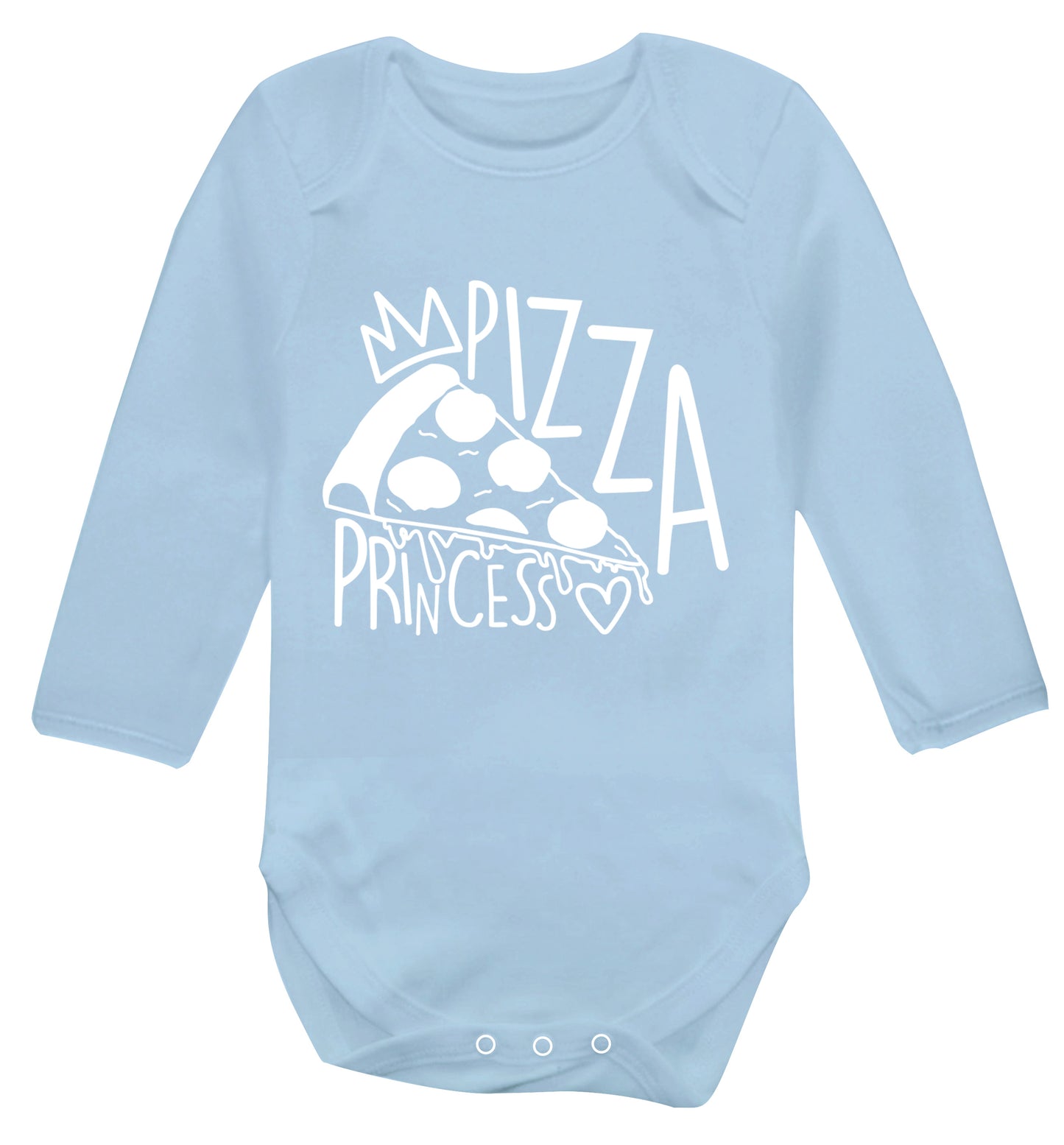 Pizza Princess Baby Vest long sleeved pale blue 6-12 months