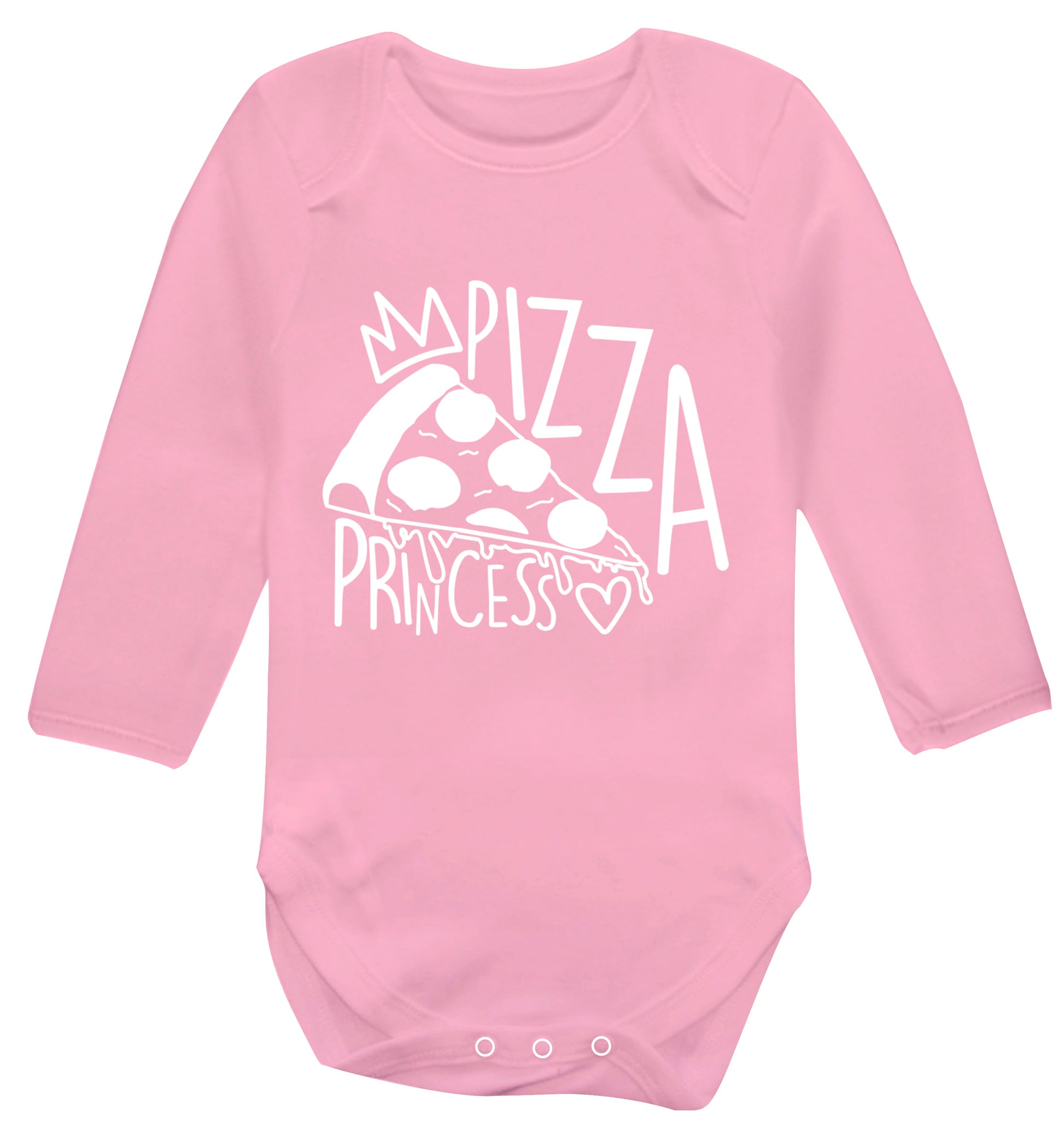 Pizza Princess Baby Vest long sleeved pale pink 6-12 months