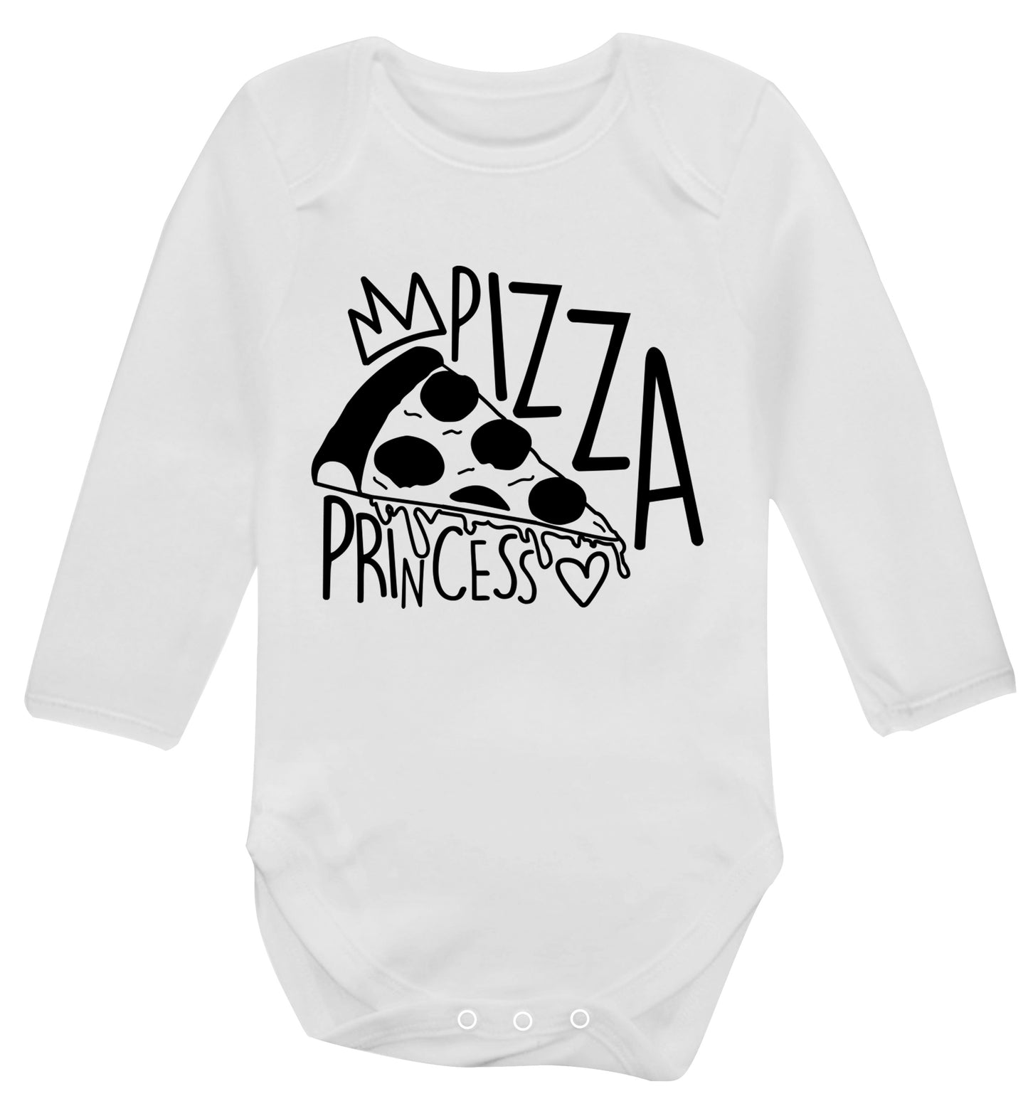 Pizza Princess Baby Vest long sleeved white 6-12 months