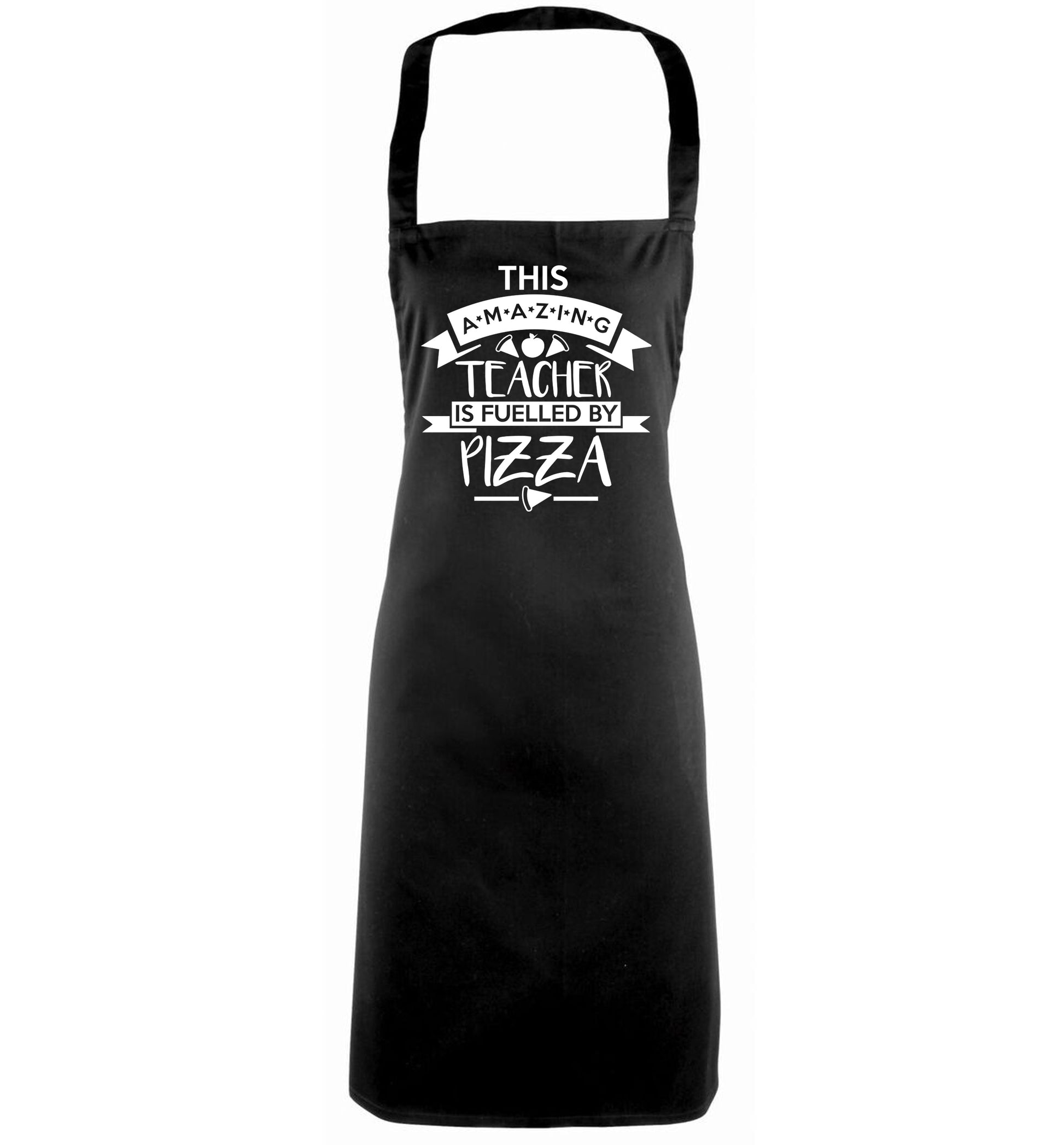 This amazing teacher is fuelled by pizza black apron