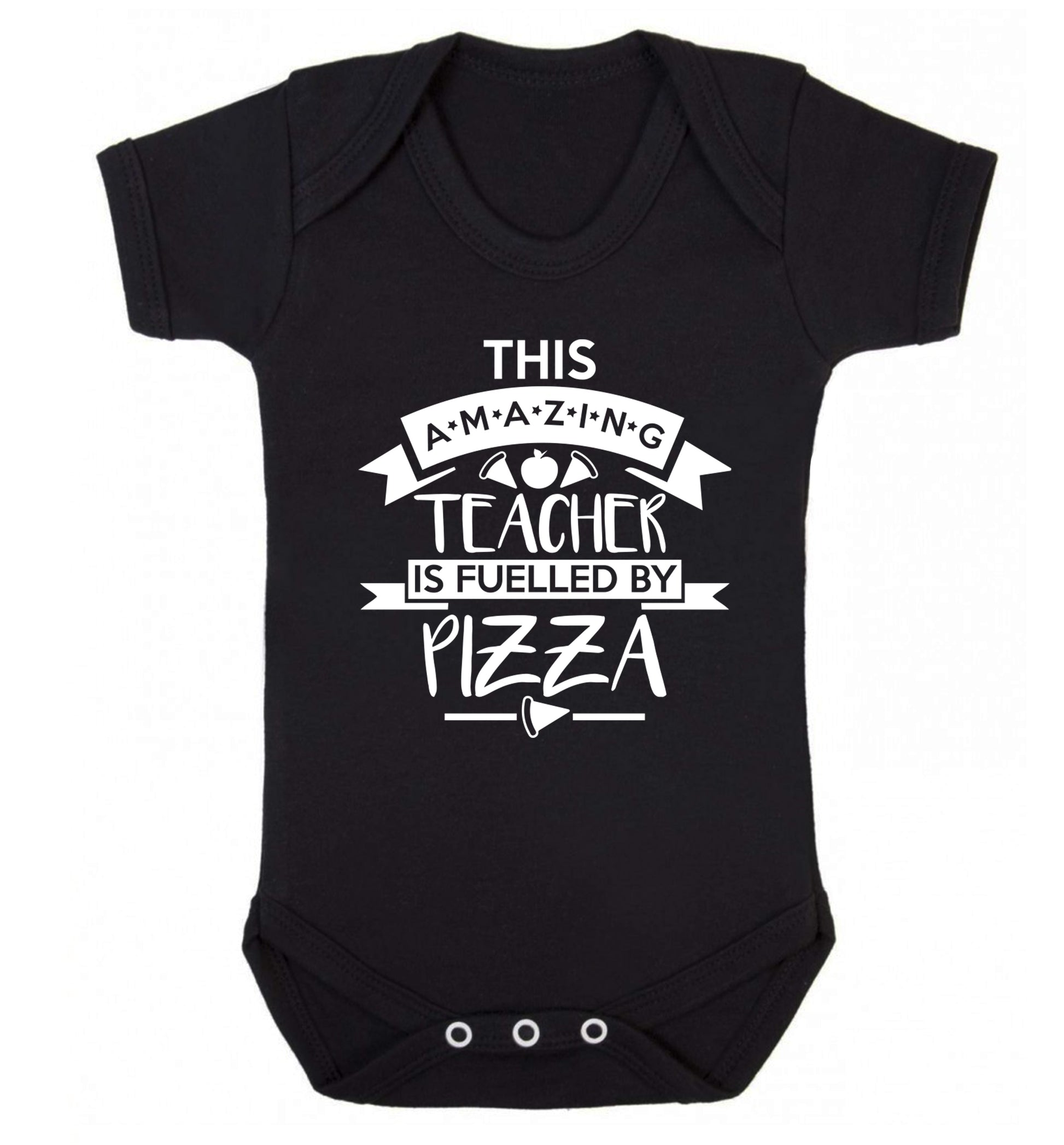 This amazing teacher is fuelled by pizza Baby Vest black 18-24 months