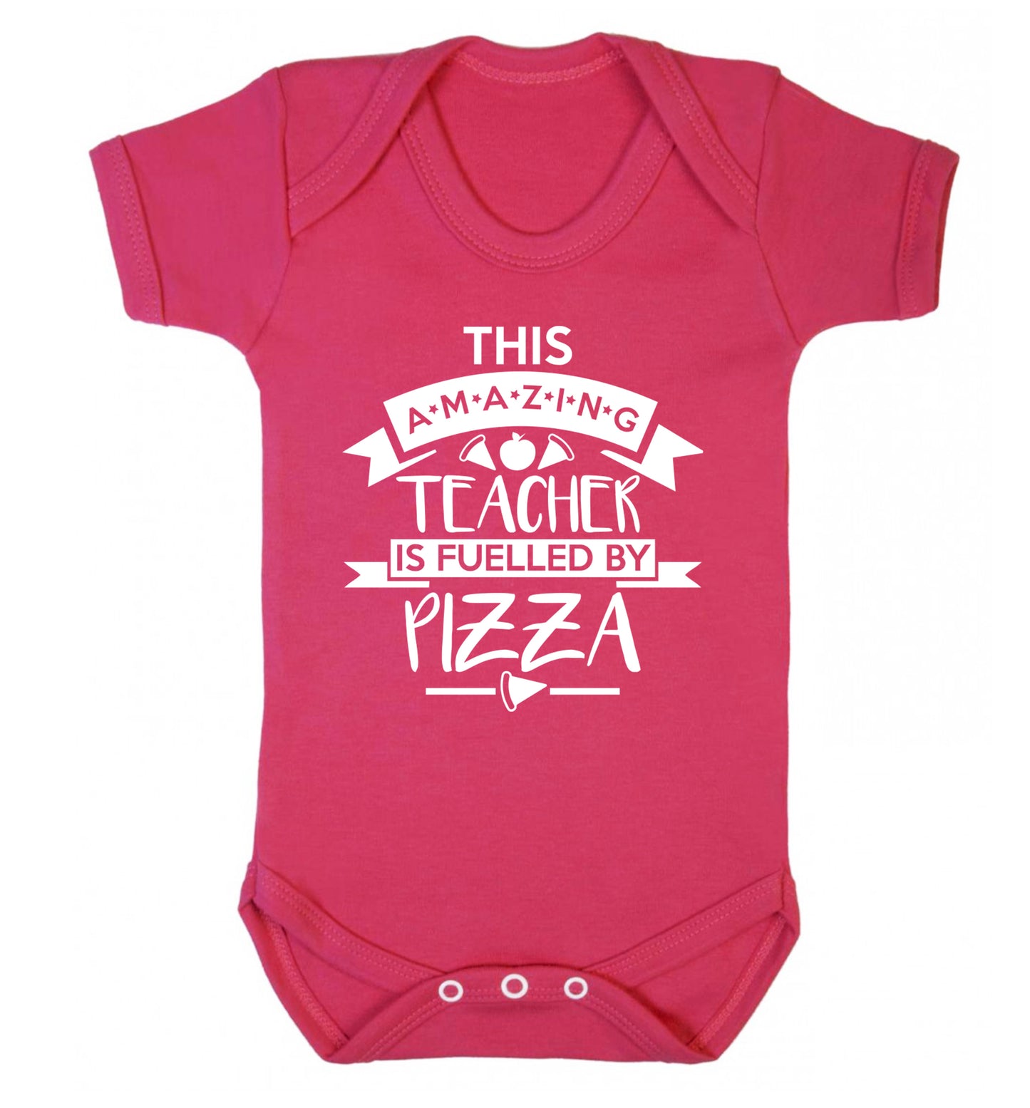 This amazing teacher is fuelled by pizza Baby Vest dark pink 18-24 months