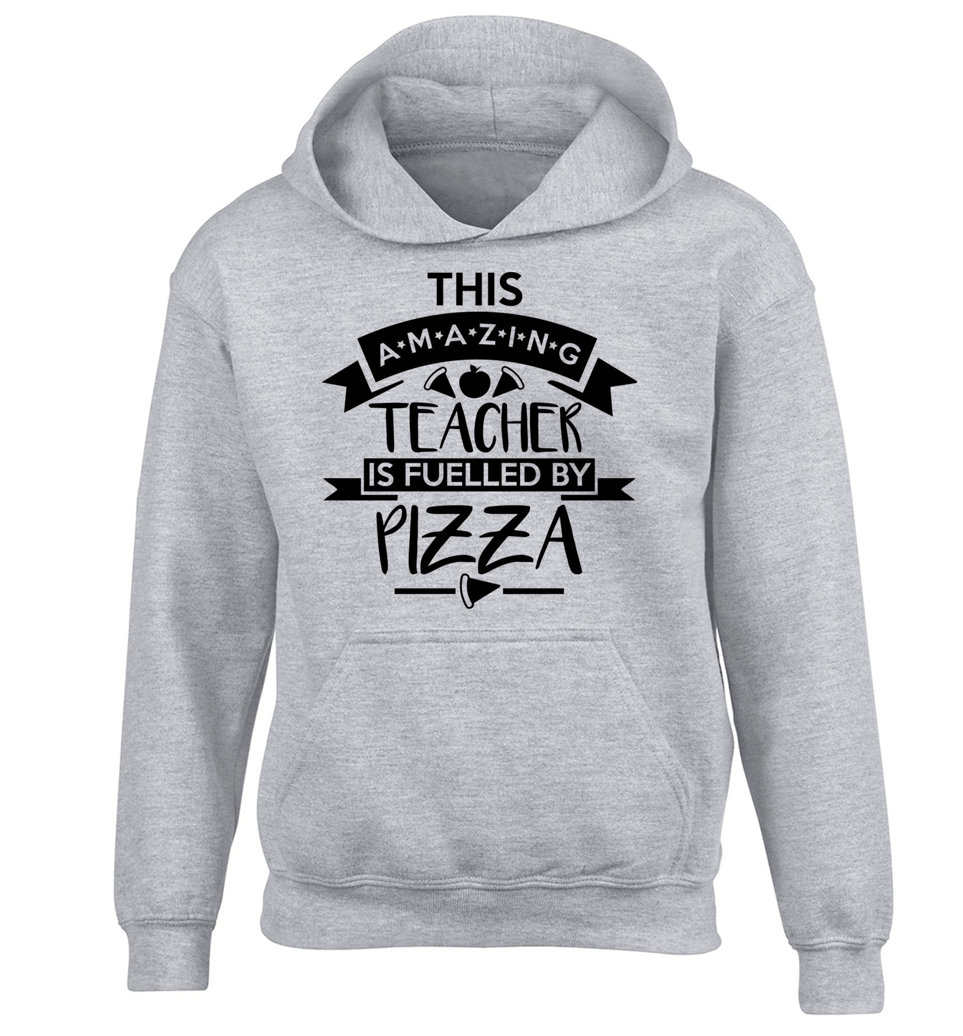 This amazing teacher is fuelled by pizza children's grey hoodie 12-13 Years