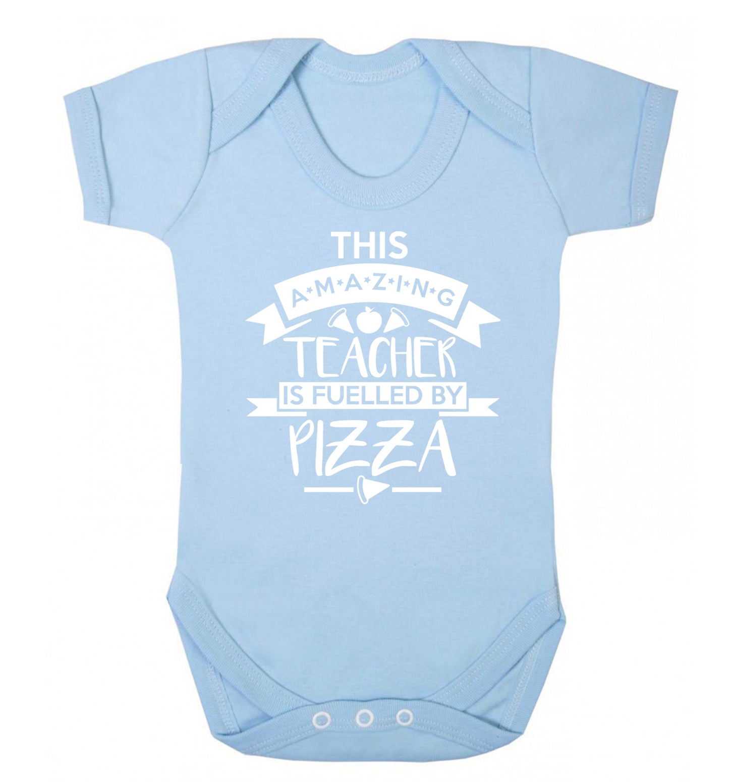 This amazing teacher is fuelled by pizza Baby Vest pale blue 18-24 months