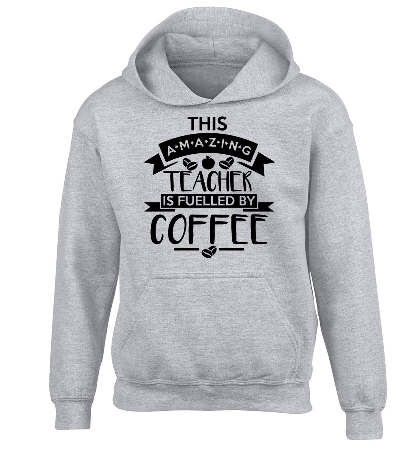 This amazing teacher is fuelled by coffee children's grey hoodie 12-13 Years