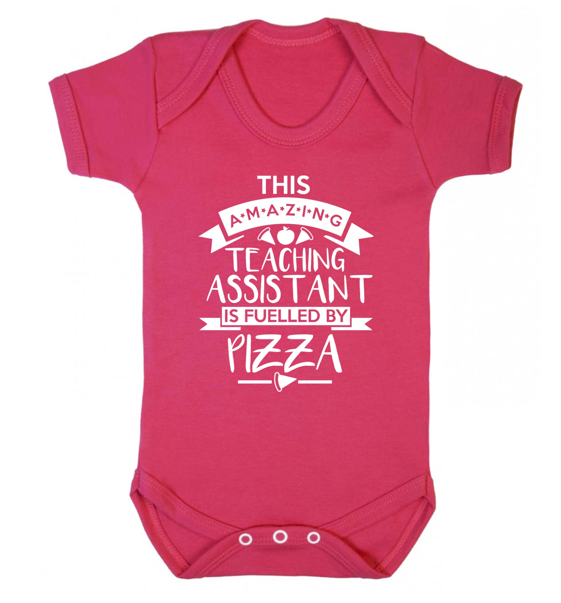 This amazing teaching assistant is fuelled by pizza Baby Vest dark pink 18-24 months