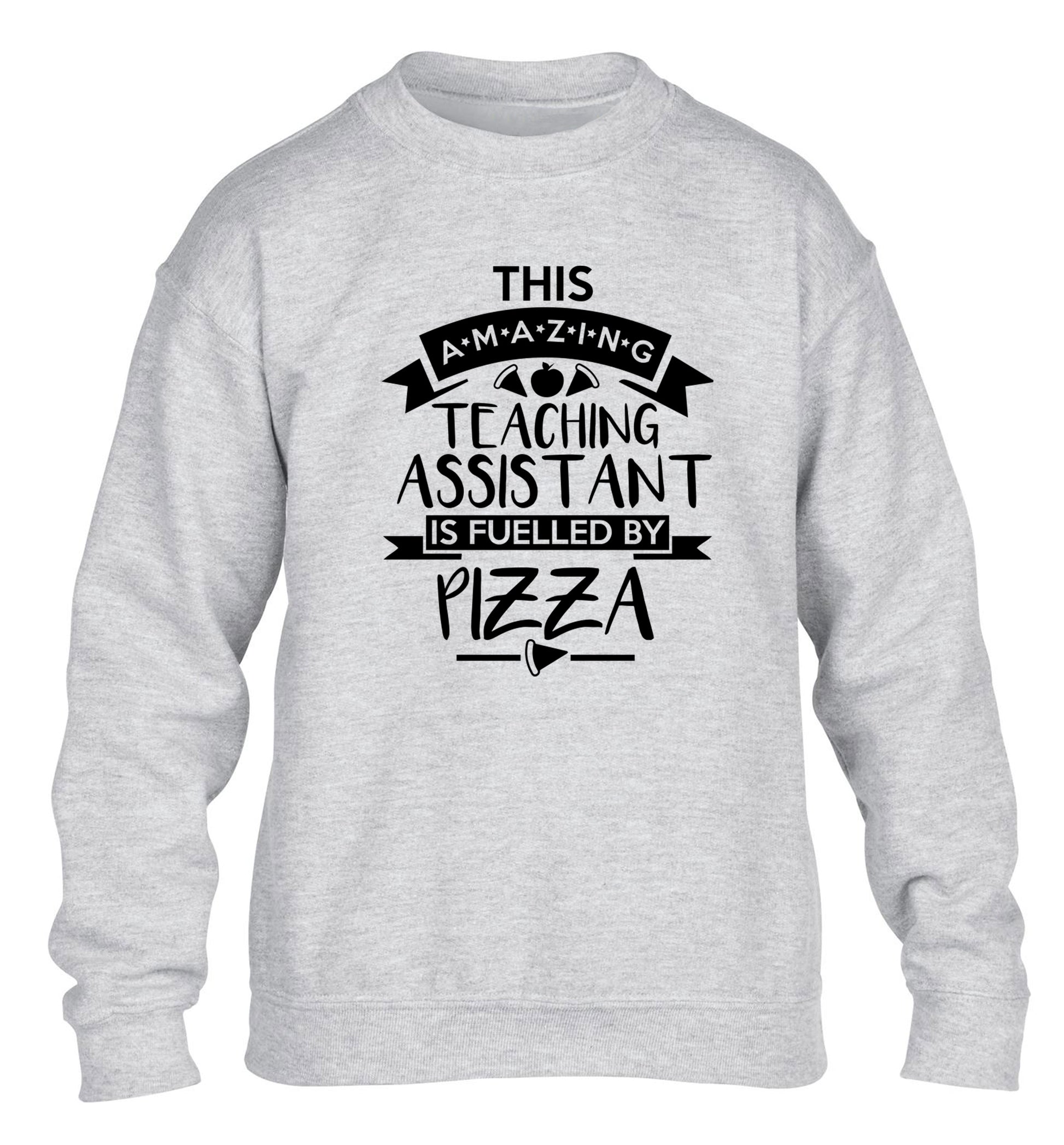 This amazing teaching assistant is fuelled by pizza children's grey sweater 12-13 Years