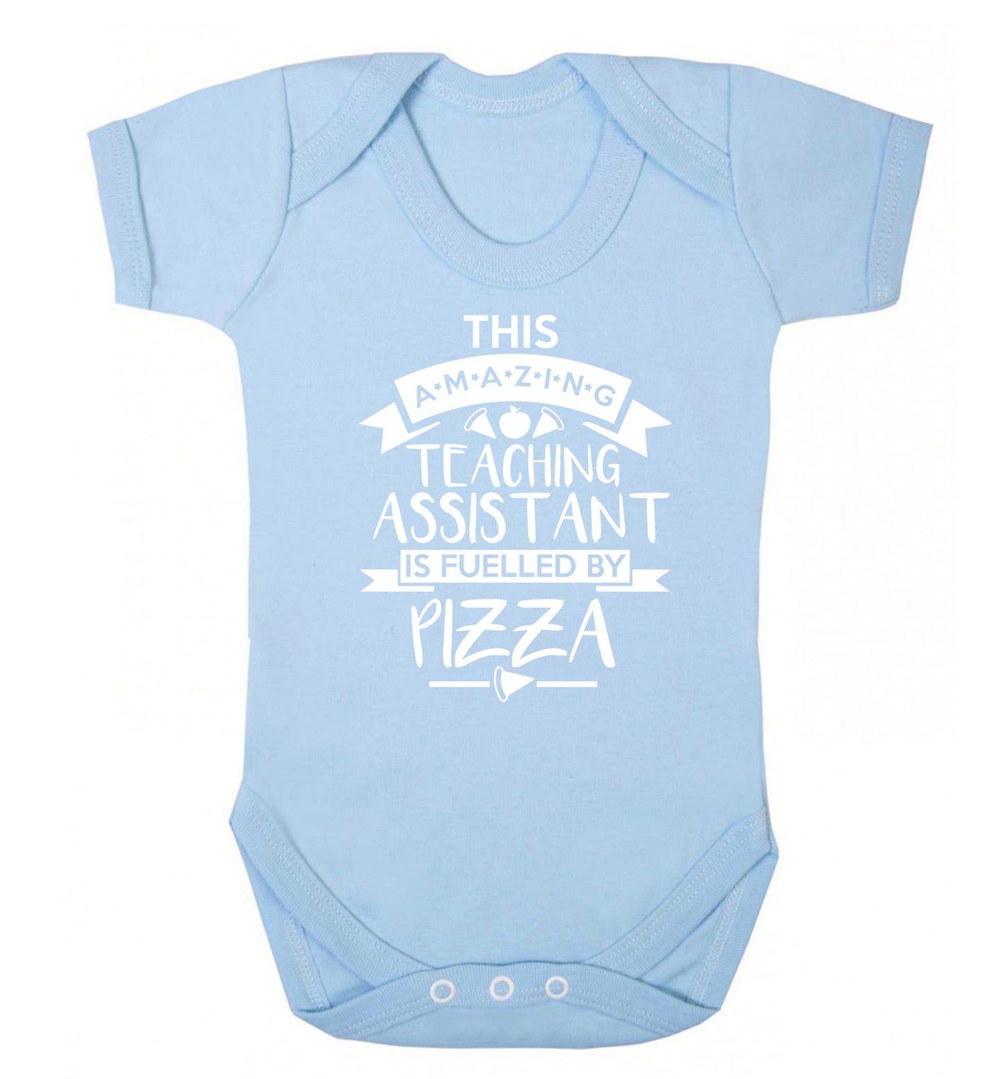 This amazing teaching assistant is fuelled by pizza Baby Vest pale blue 18-24 months