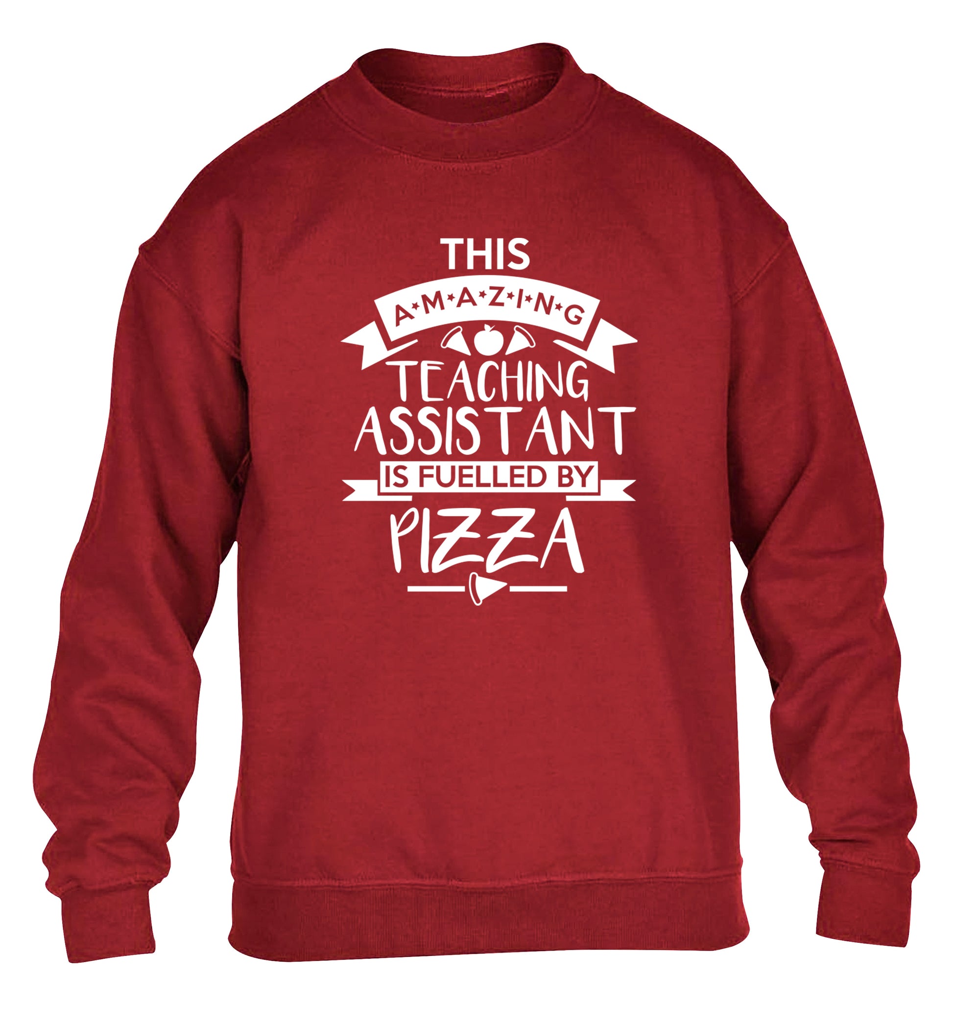 This amazing teaching assistant is fuelled by pizza children's grey sweater 12-13 Years