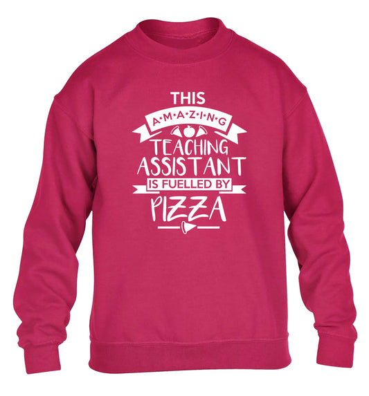 This amazing teaching assistant is fuelled by pizza children's pink sweater 12-13 Years