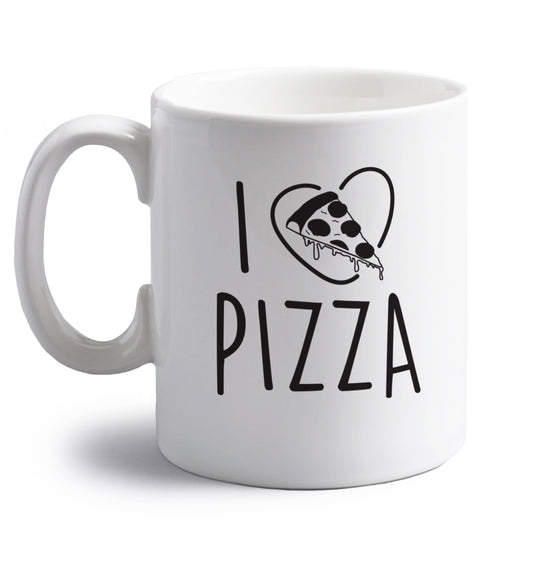 I Love Pizza right handed white ceramic mug 