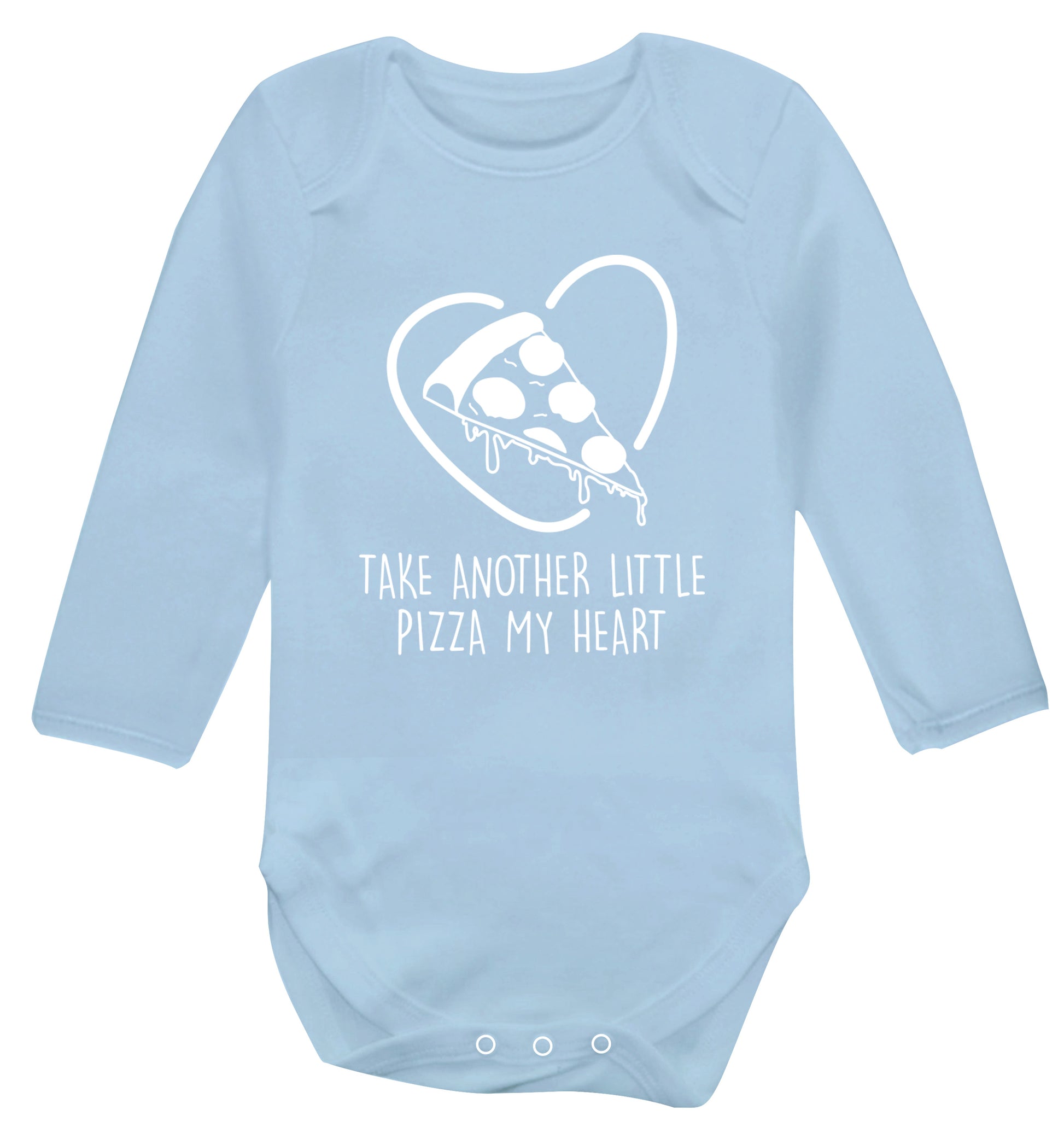 Take another little pizza my heart Baby Vest long sleeved pale blue 6-12 months
