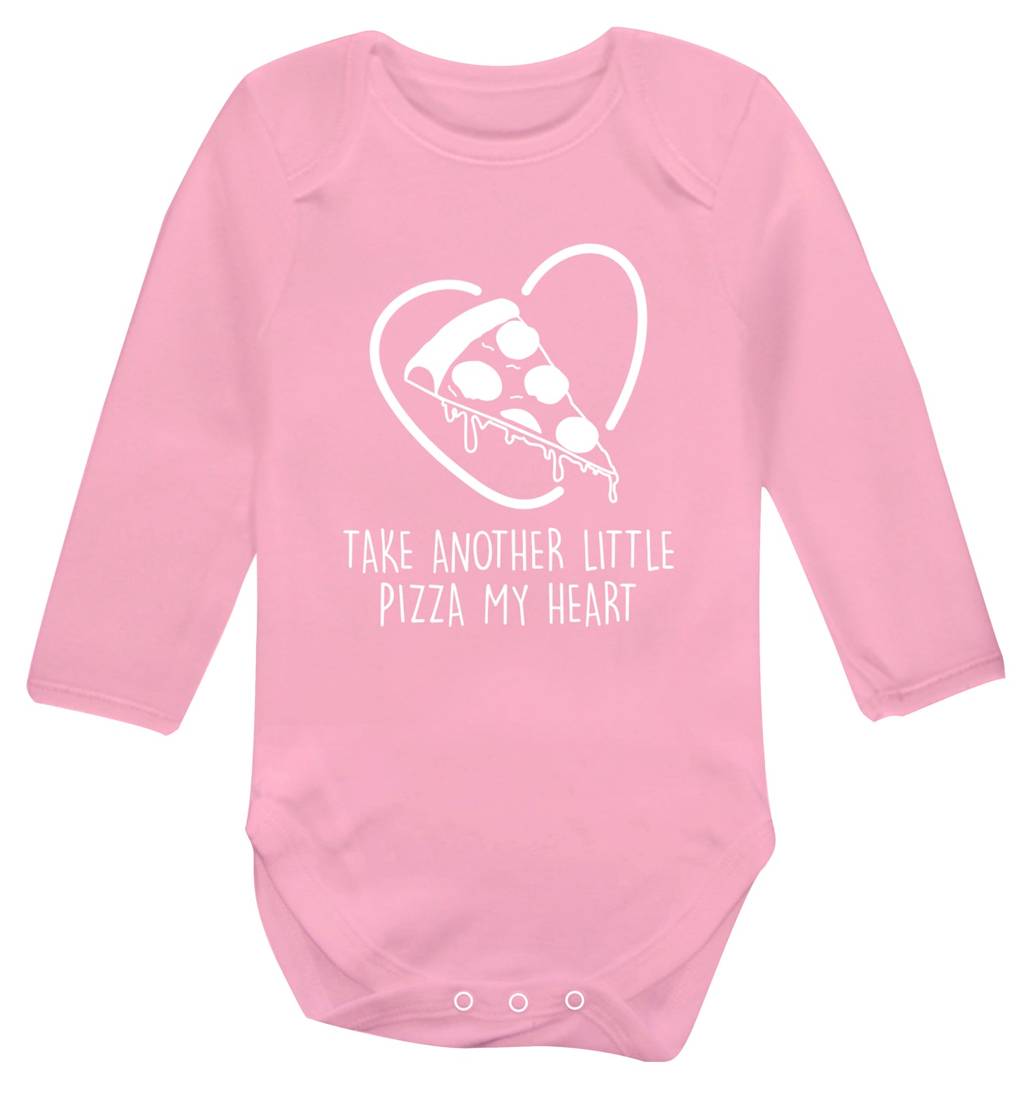 Take another little pizza my heart Baby Vest long sleeved pale pink 6-12 months