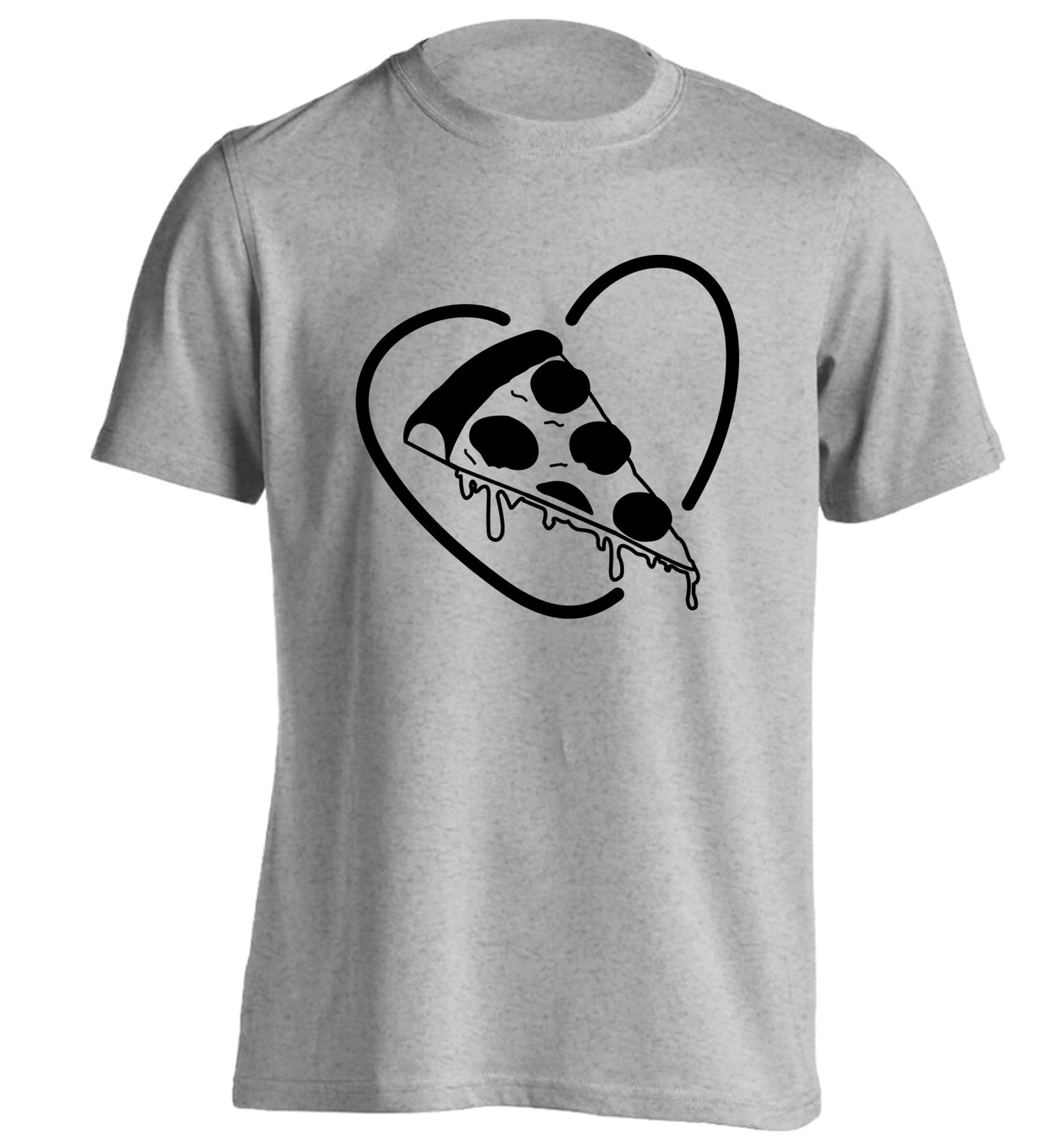 Pizza heart adults unisex grey Tshirt 2XL