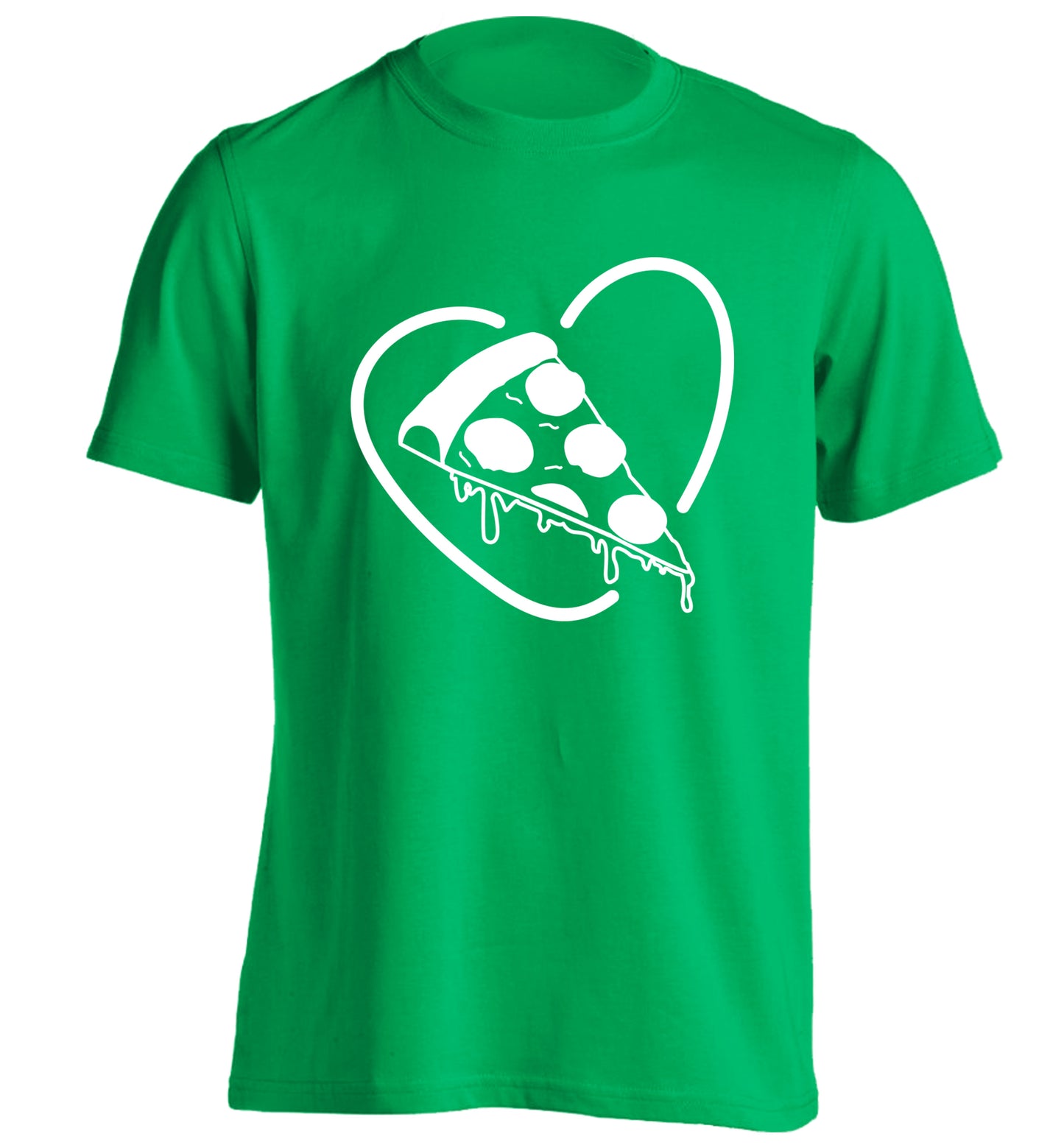 Pizza heart adults unisex green Tshirt 2XL