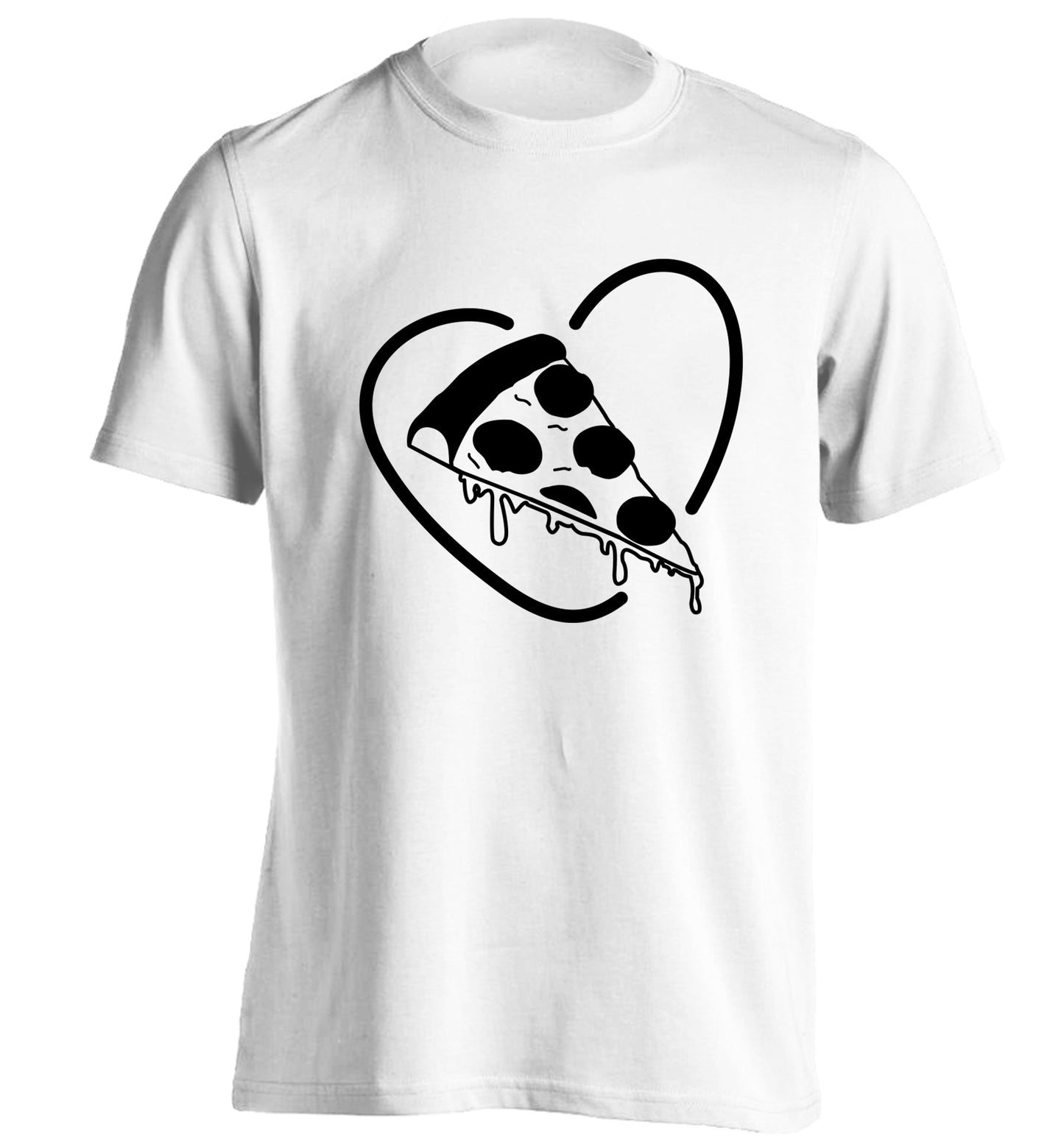 Pizza heart adults unisex white Tshirt 2XL