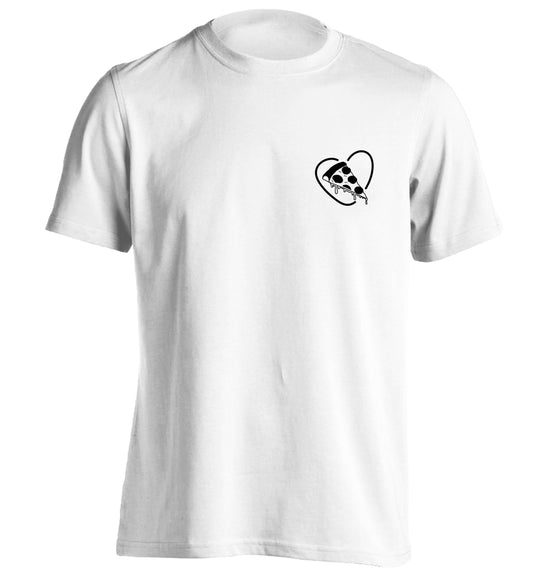 Pizza heart pocket adults unisex white Tshirt 2XL