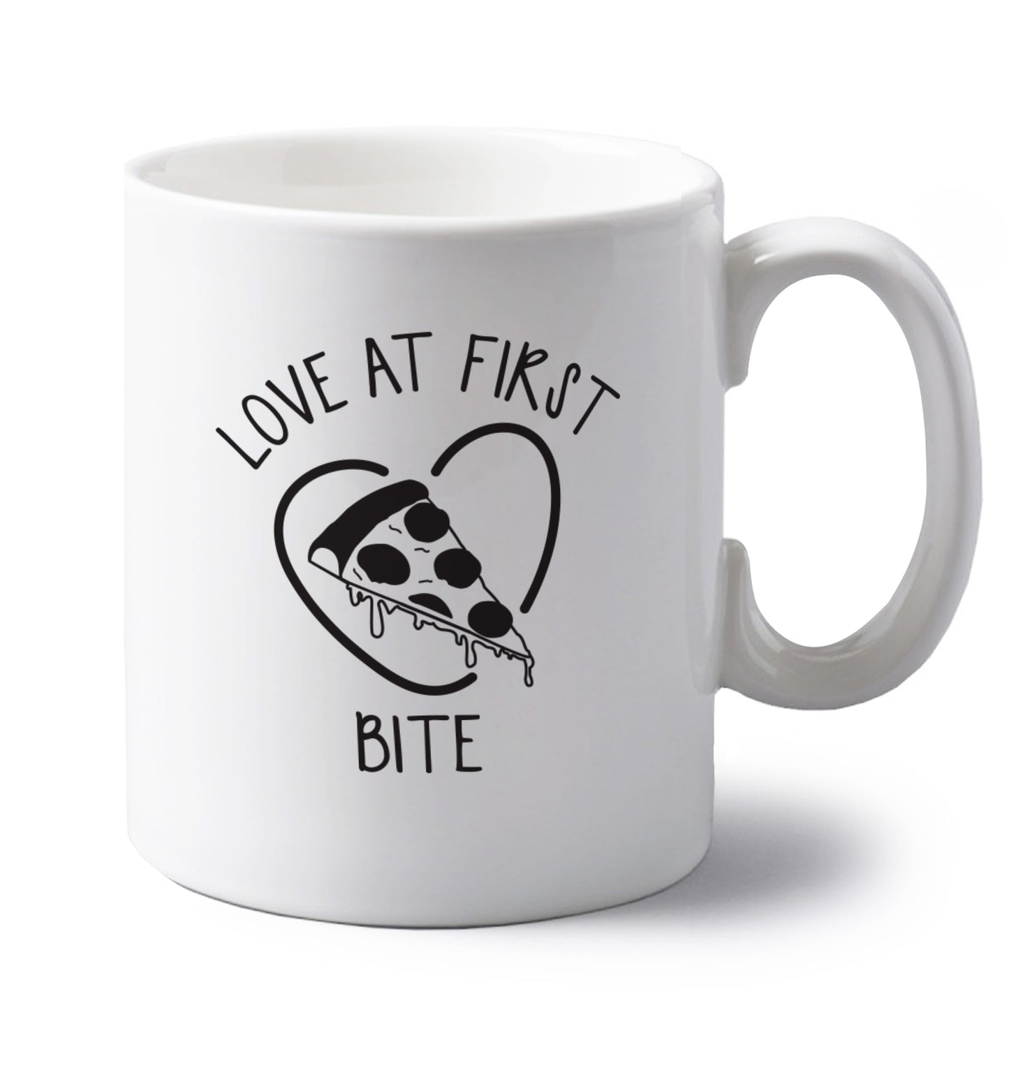 Love at first bite left handed white ceramic mug 