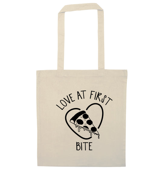 Love at first bite natural tote bag