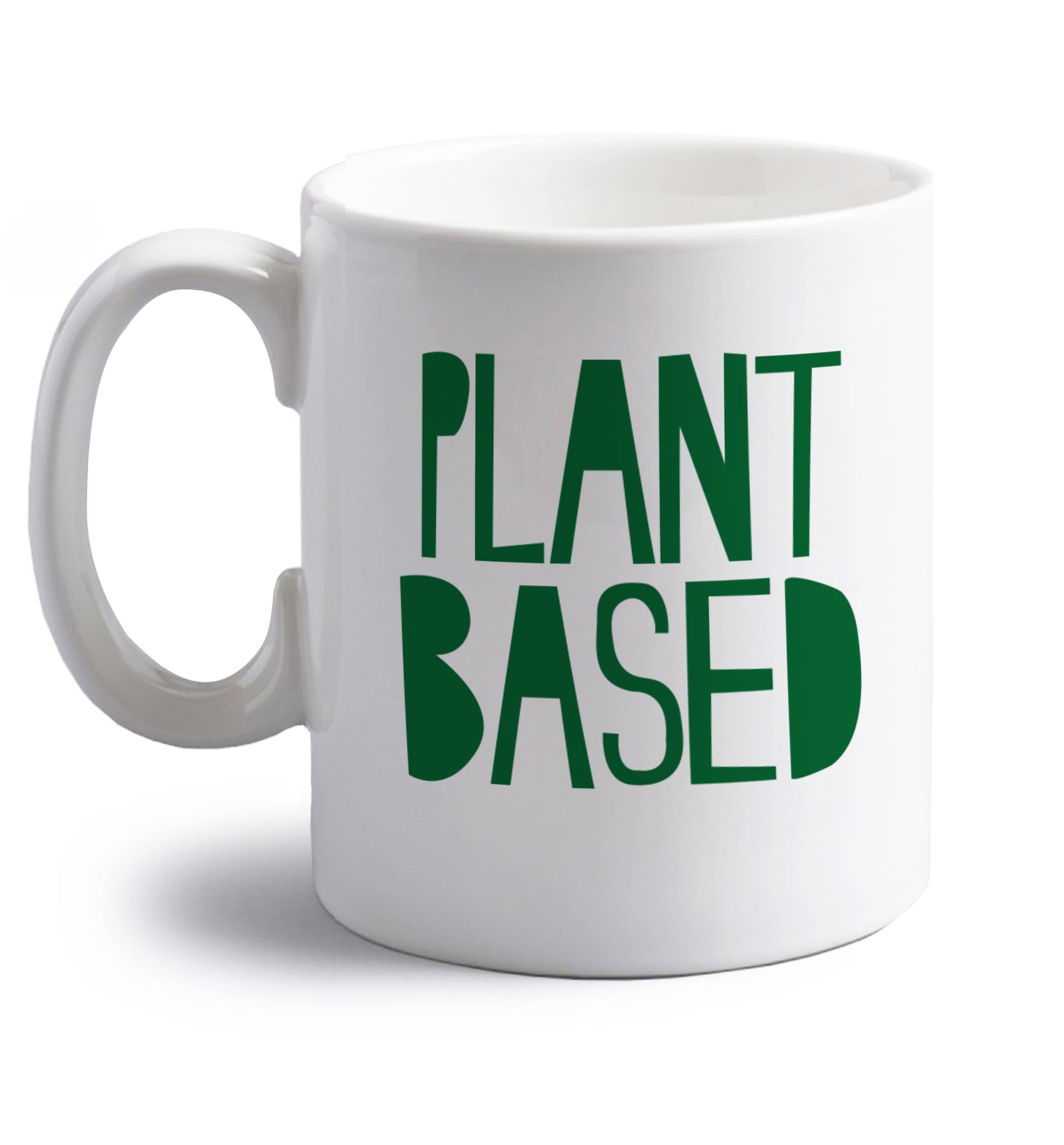 Plant Based right handed white ceramic mug 