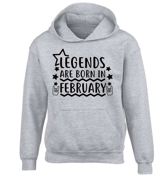 Legends are born in February children's grey hoodie 12-13 Years