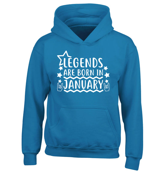 Legends are born in January children's blue hoodie 12-13 Years