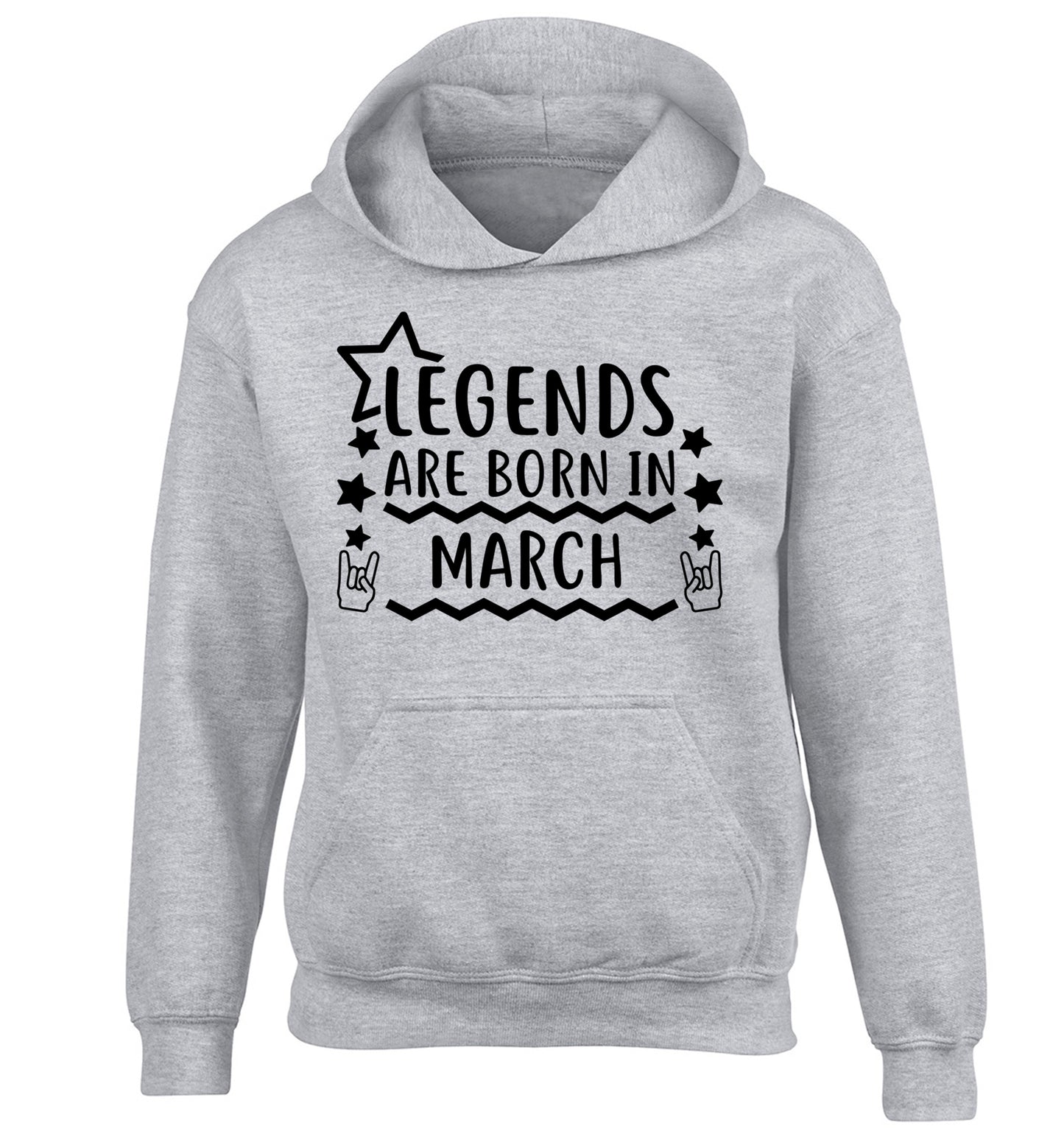 Legends are born in March children's grey hoodie 12-13 Years