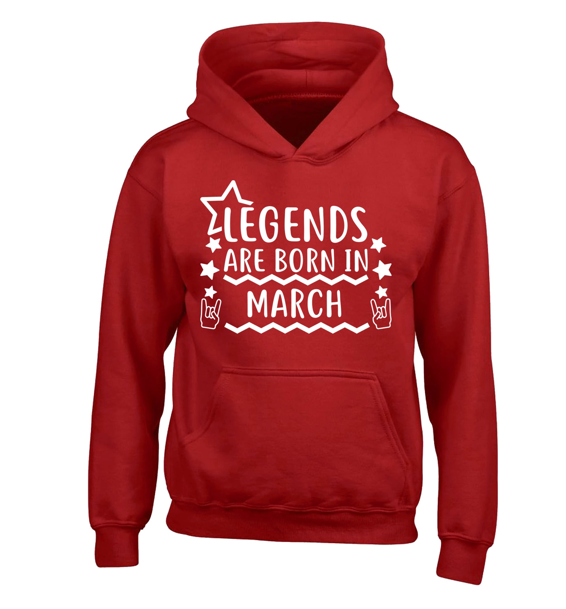 Legends are born in March children's red hoodie 12-13 Years
