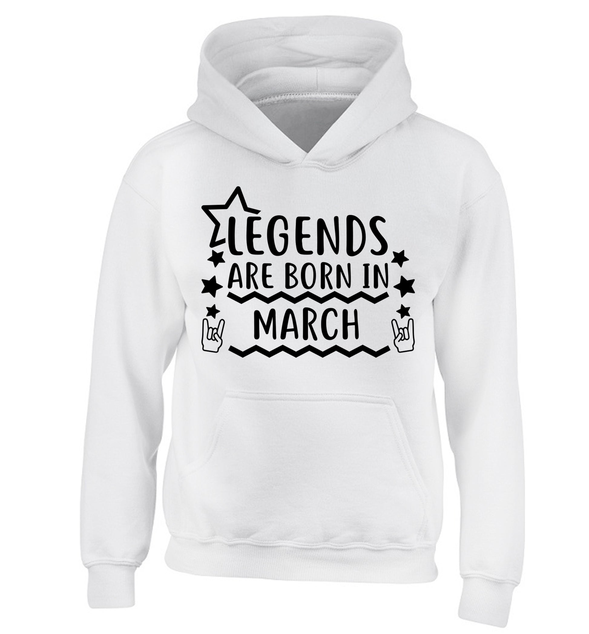 Legends are born in March children's white hoodie 12-13 Years