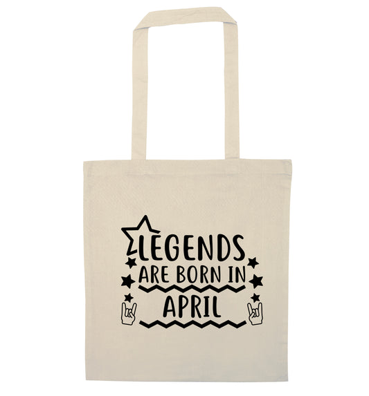 Legends are born in April natural tote bag