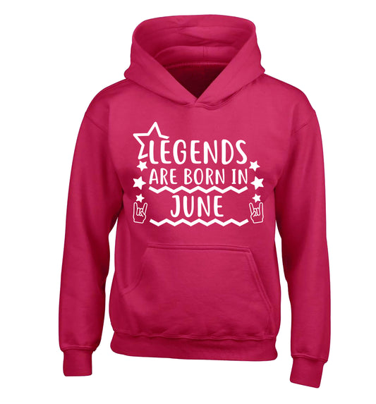 Legends are born in June children's pink hoodie 12-13 Years