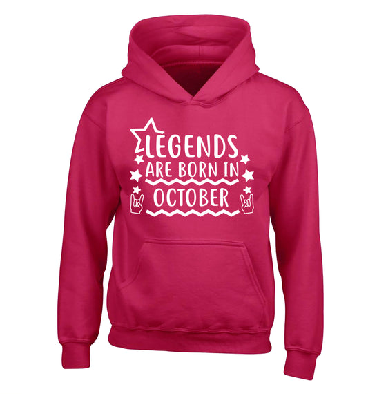 Legends are born in October children's pink hoodie 12-13 Years