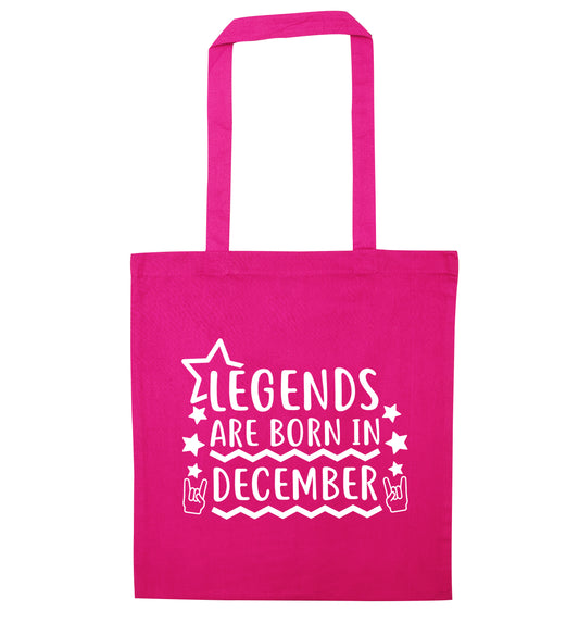 Legends are born in December pink tote bag