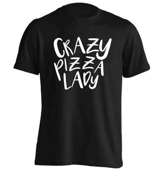 Crazy pizza lady adults unisex black Tshirt 2XL