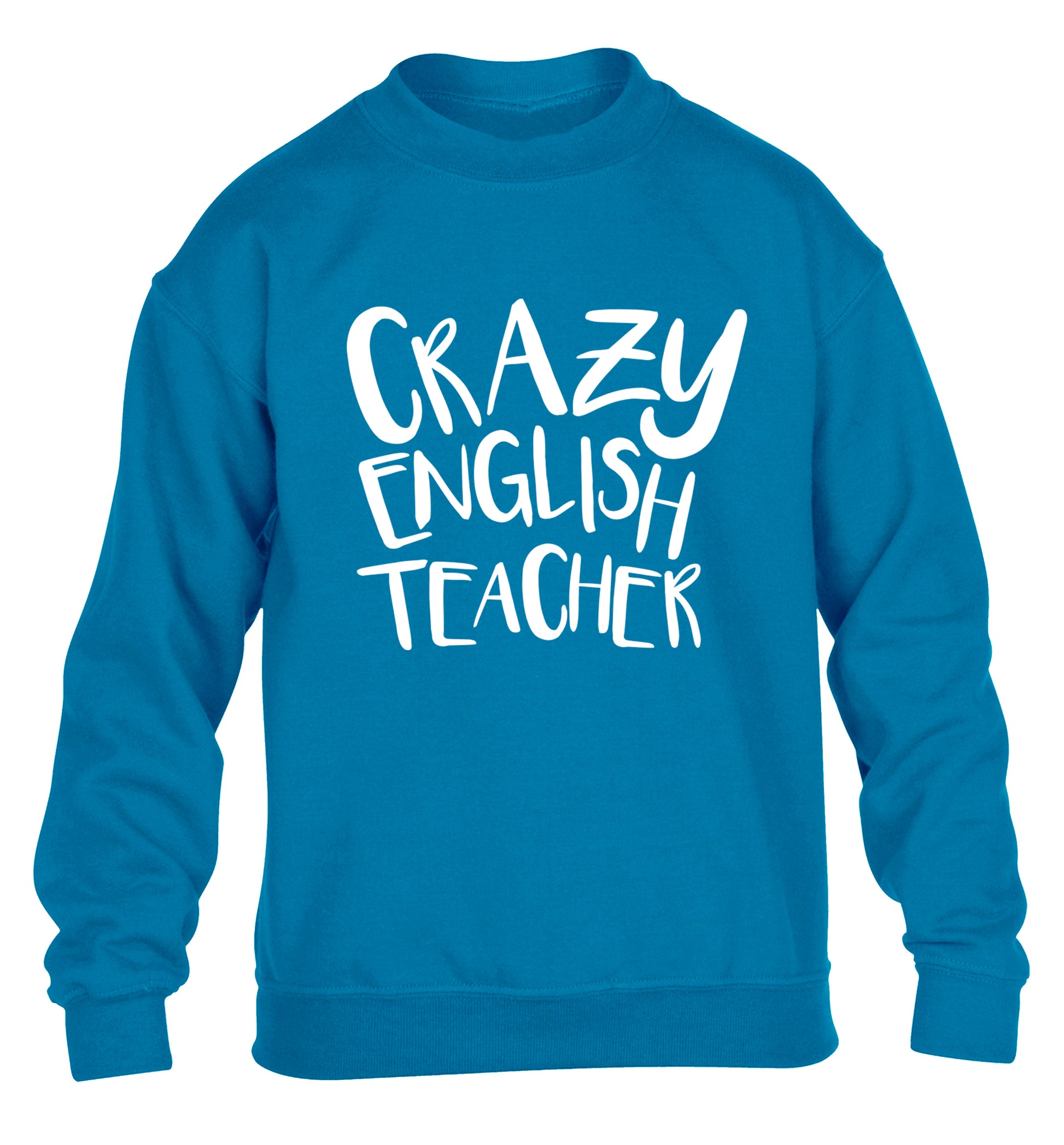 Crazy English Teacher children's blue sweater 12-13 Years