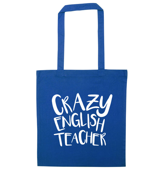 Crazy English Teacher blue tote bag