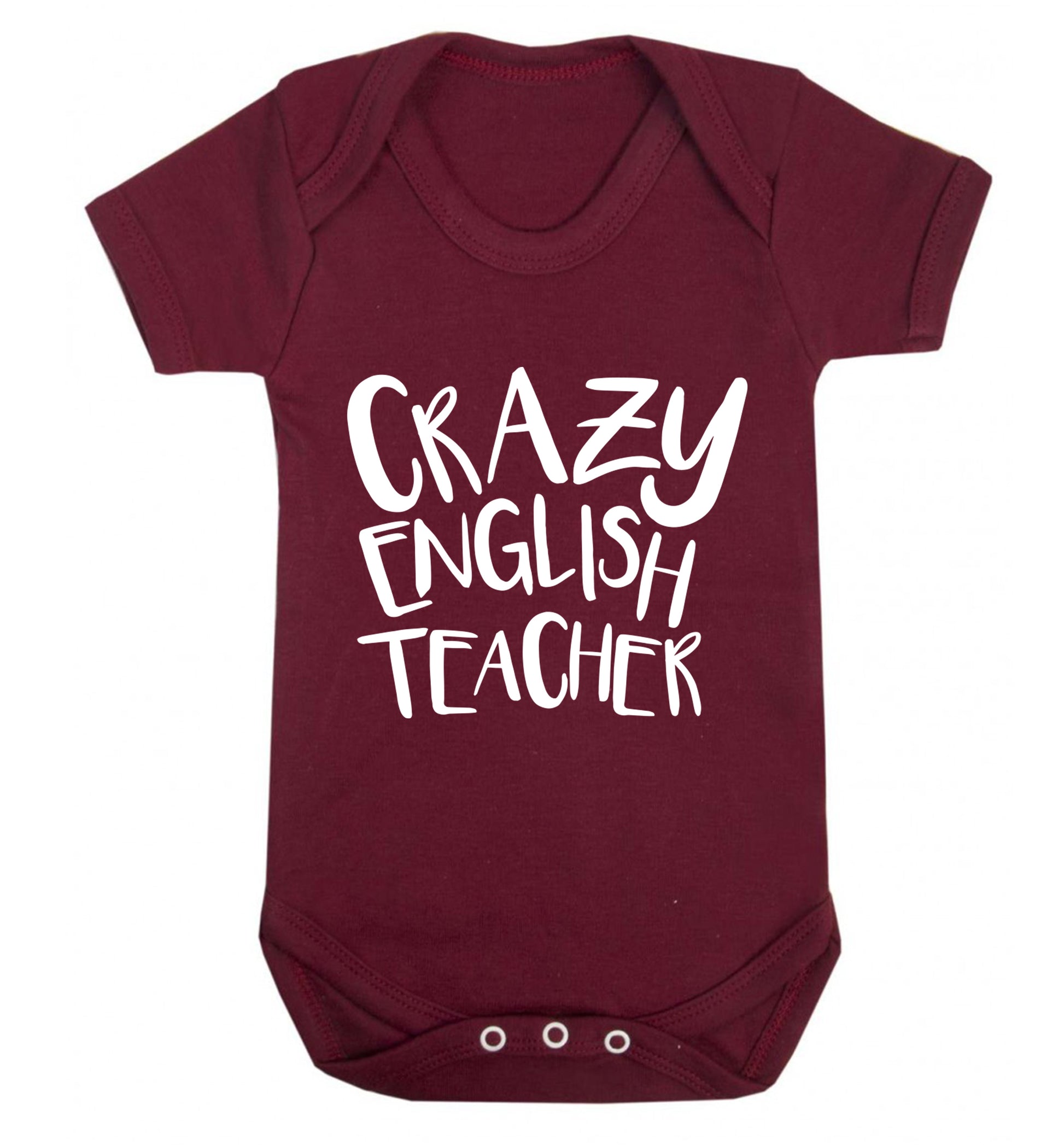 Crazy English Teacher Baby Vest maroon 18-24 months