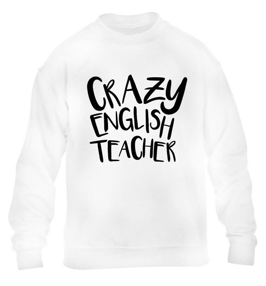 Crazy English Teacher children's white sweater 12-13 Years