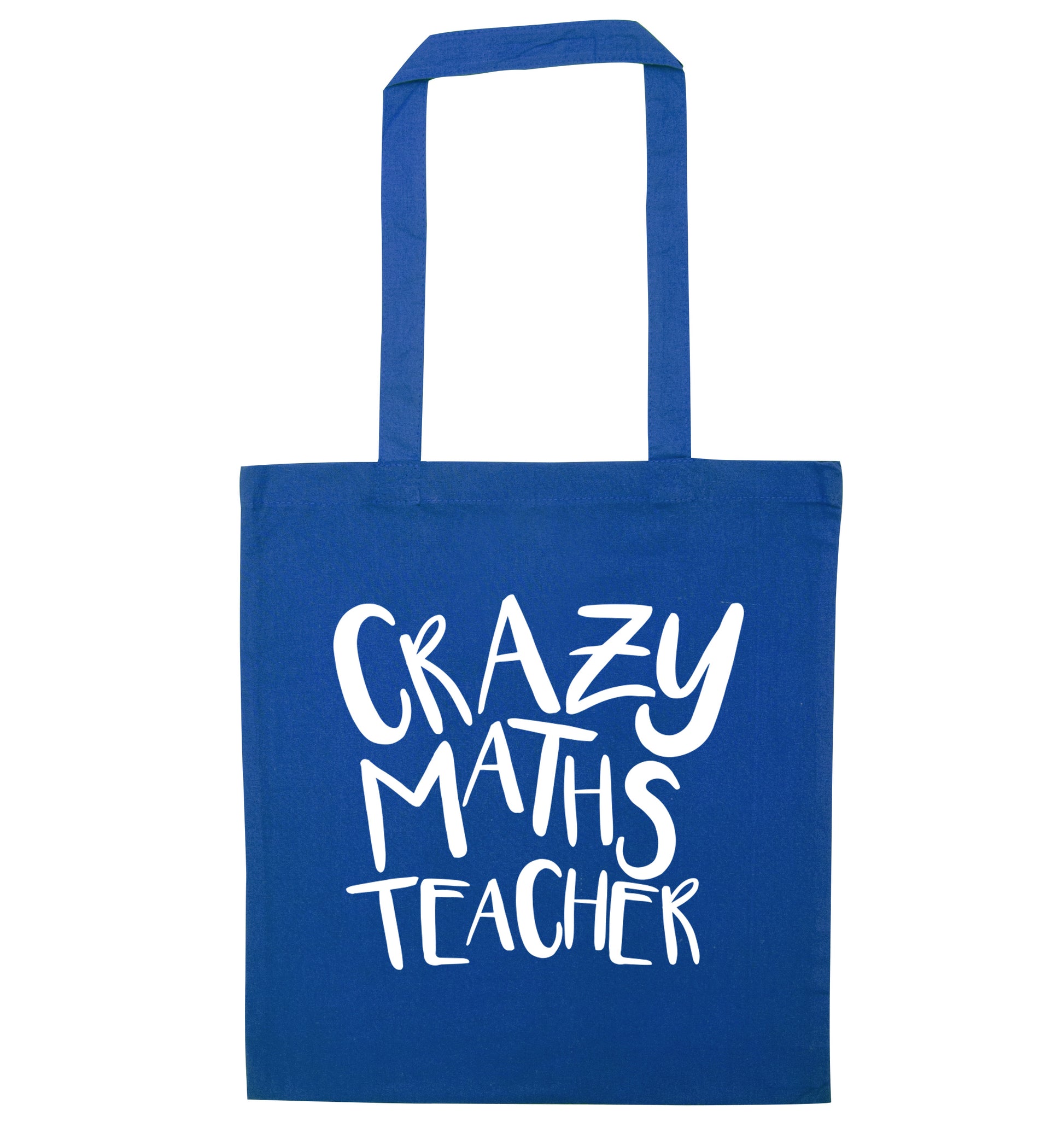 Crazy maths teacher blue tote bag