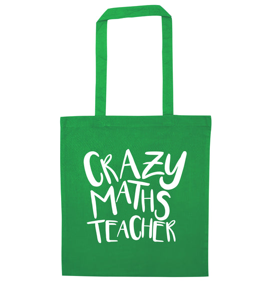 Crazy maths teacher green tote bag