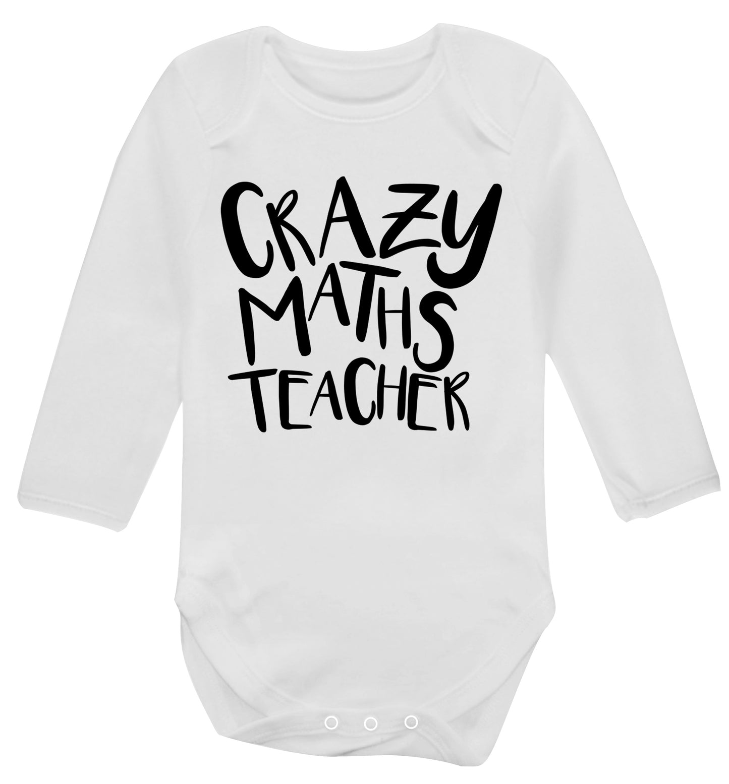 Crazy maths teacher Baby Vest long sleeved white 6-12 months