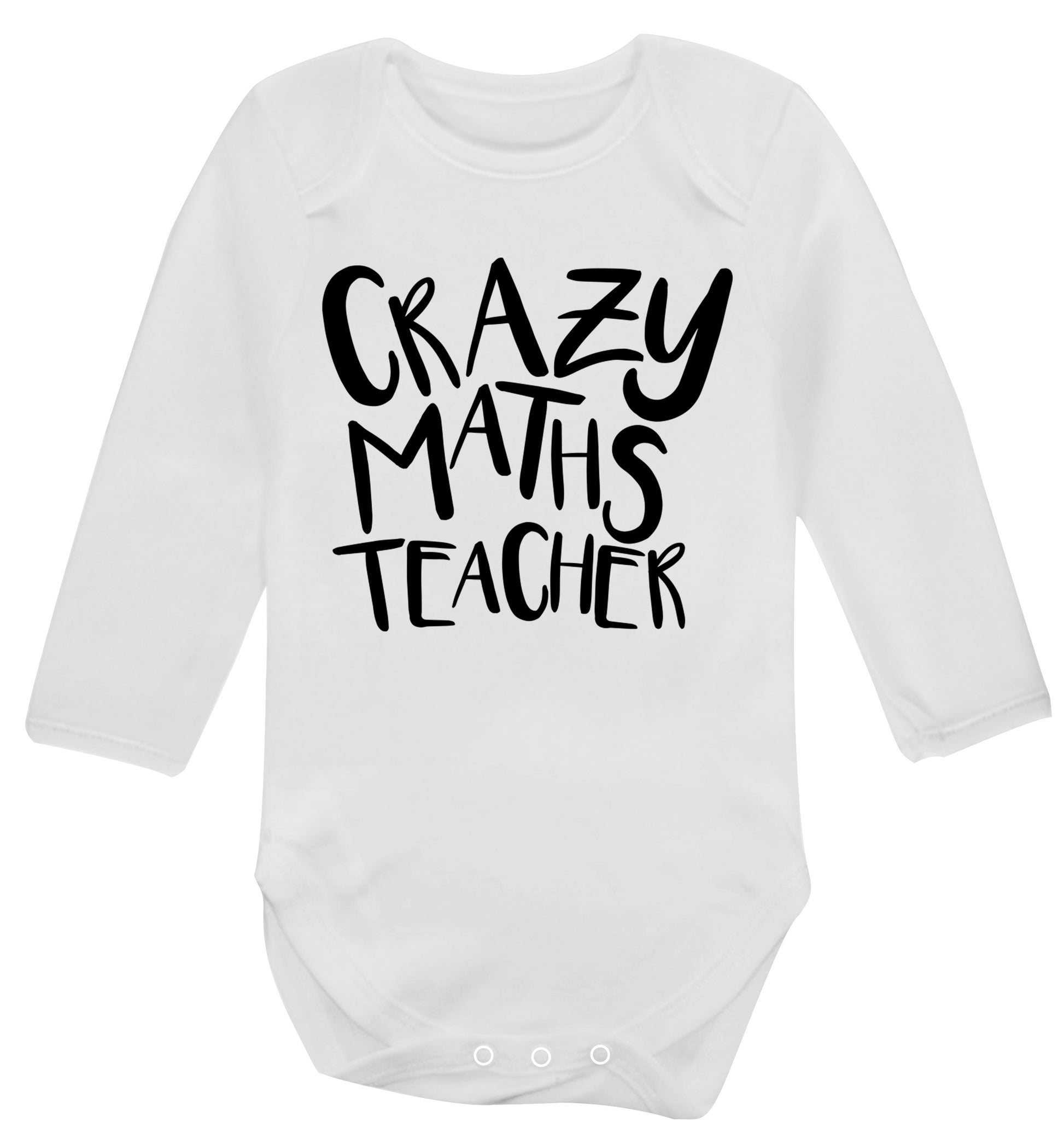 Crazy maths teacher Baby Vest long sleeved white 6-12 months