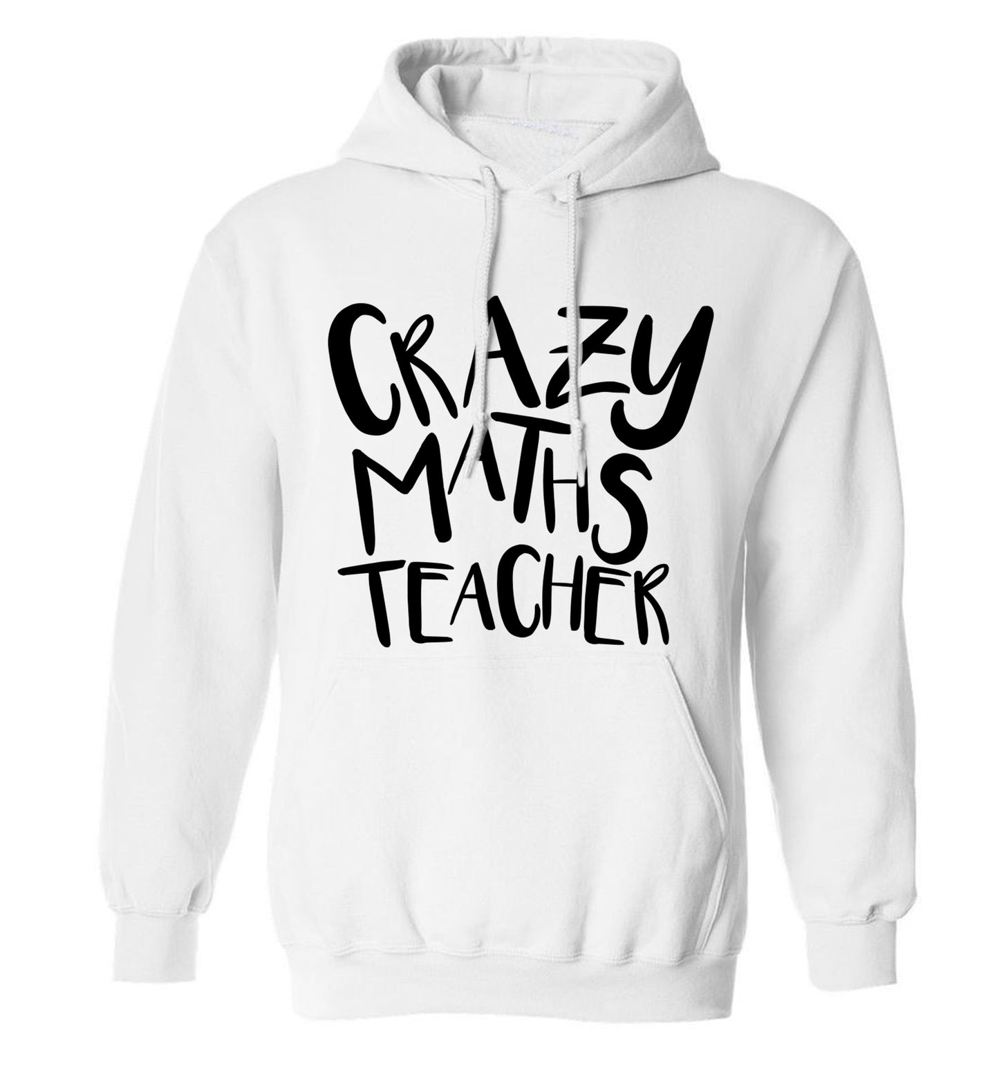 Crazy maths teacher adults unisex white hoodie 2XL