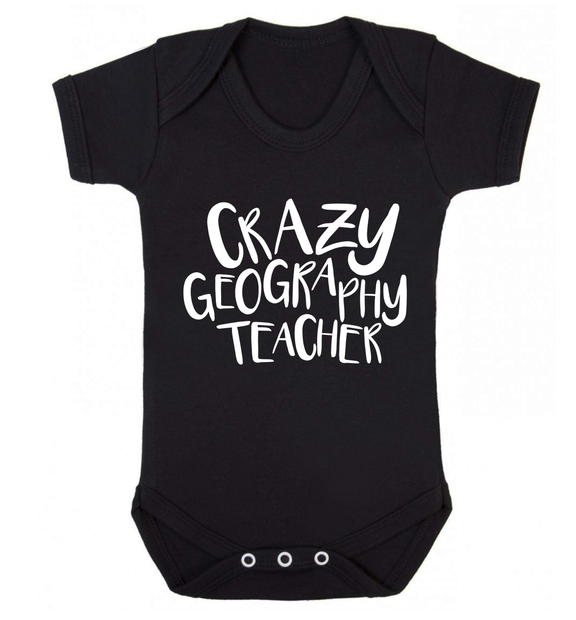 Crazy geography teacher Baby Vest black 18-24 months